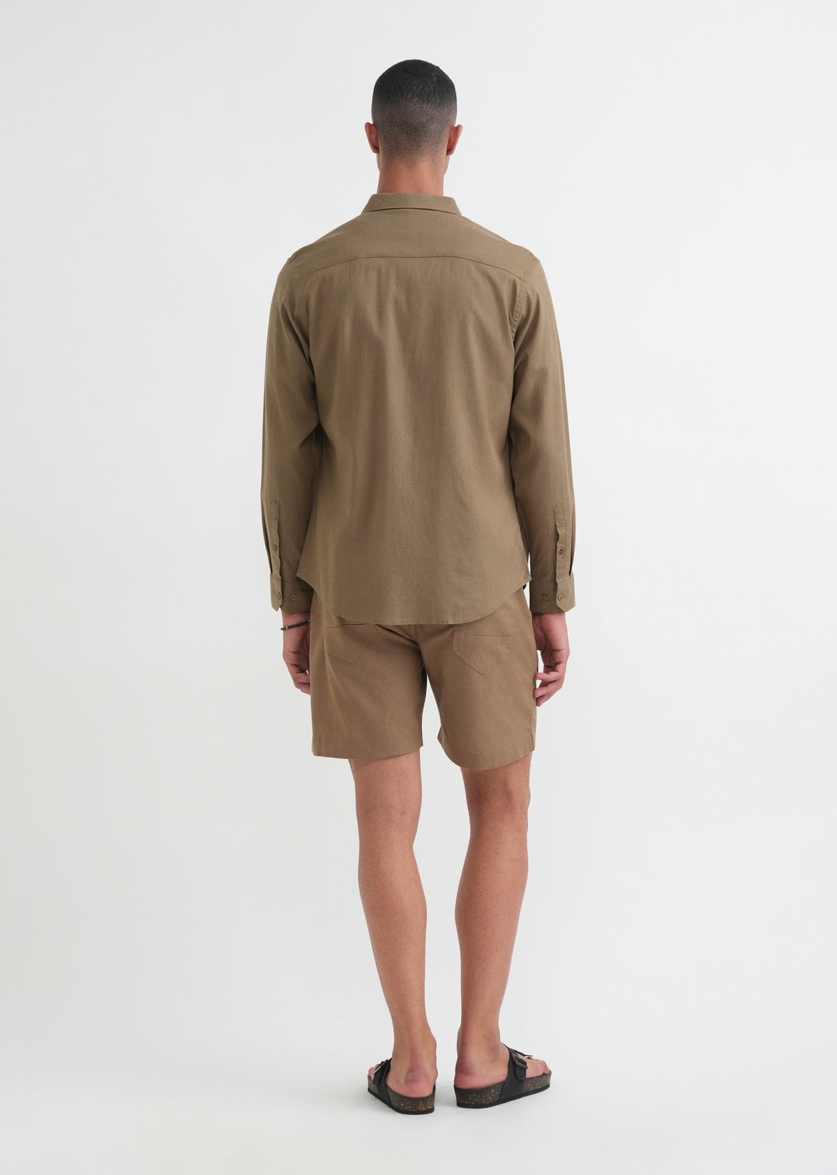 Olive Brown Cotton Blend Regular Fit Shirt