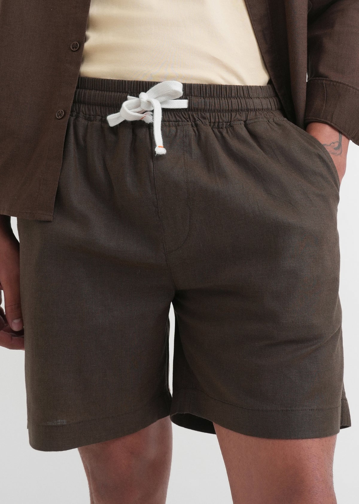 Dark Olive Cotton Blend Shorts