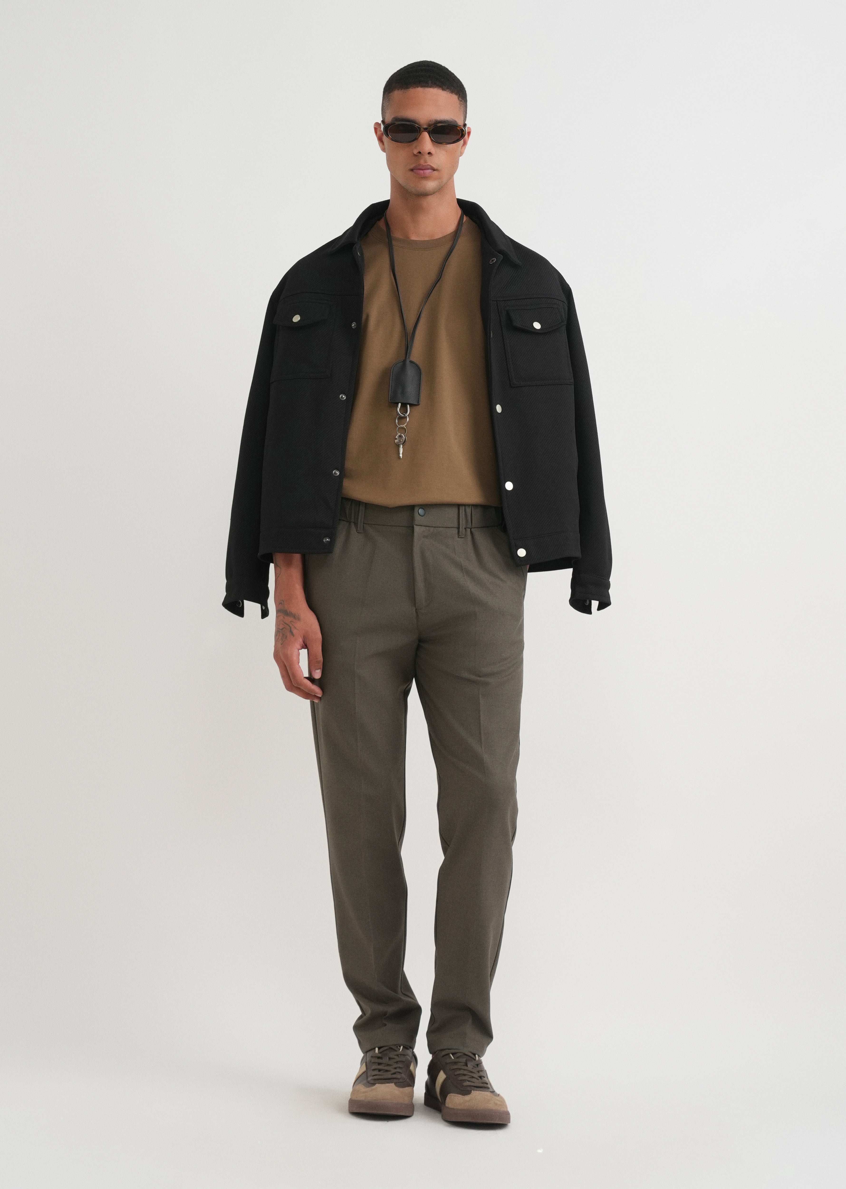 Olive Brown Semi-Elasticated Trouser