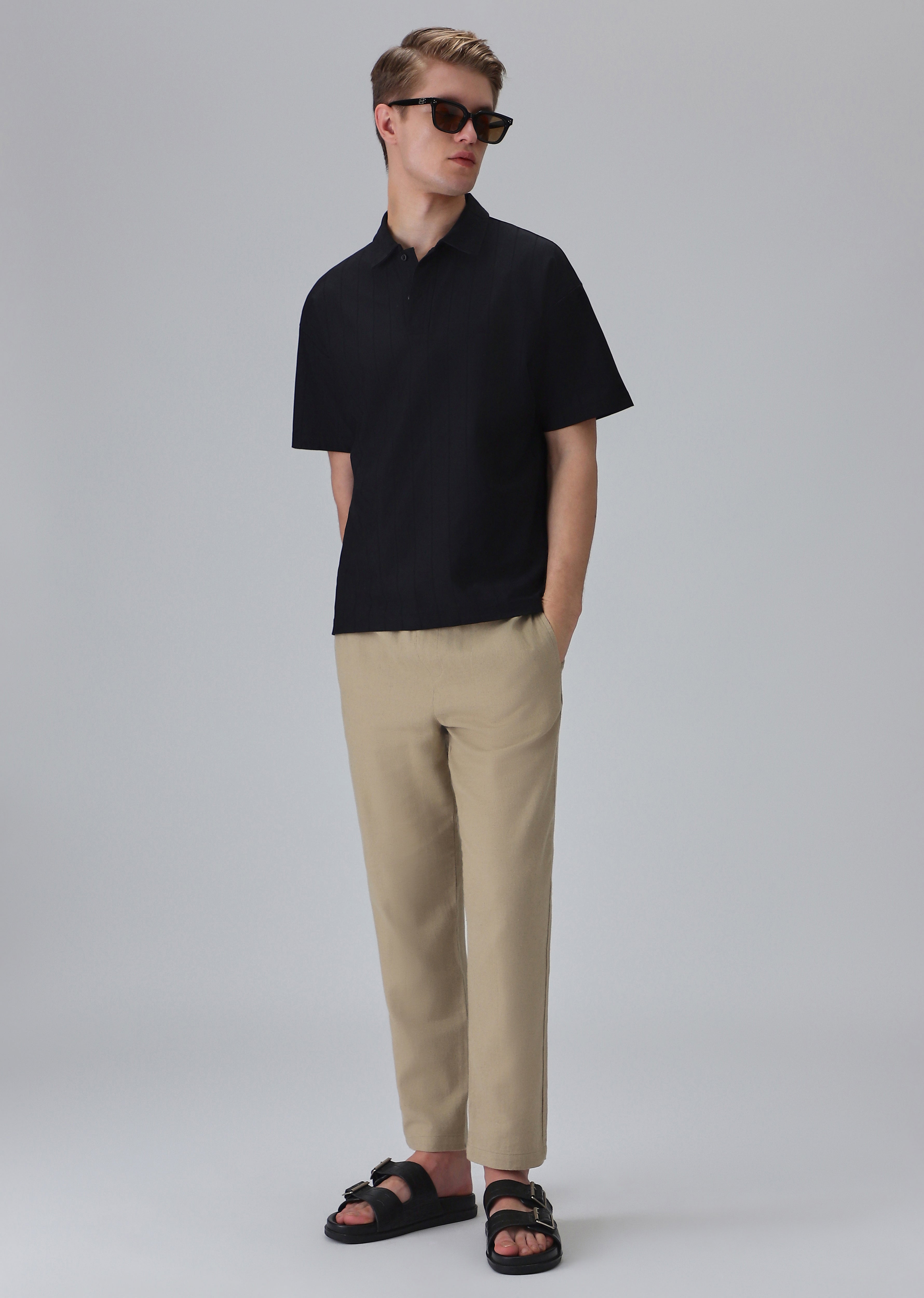 Olive Drawstring Linen Pant