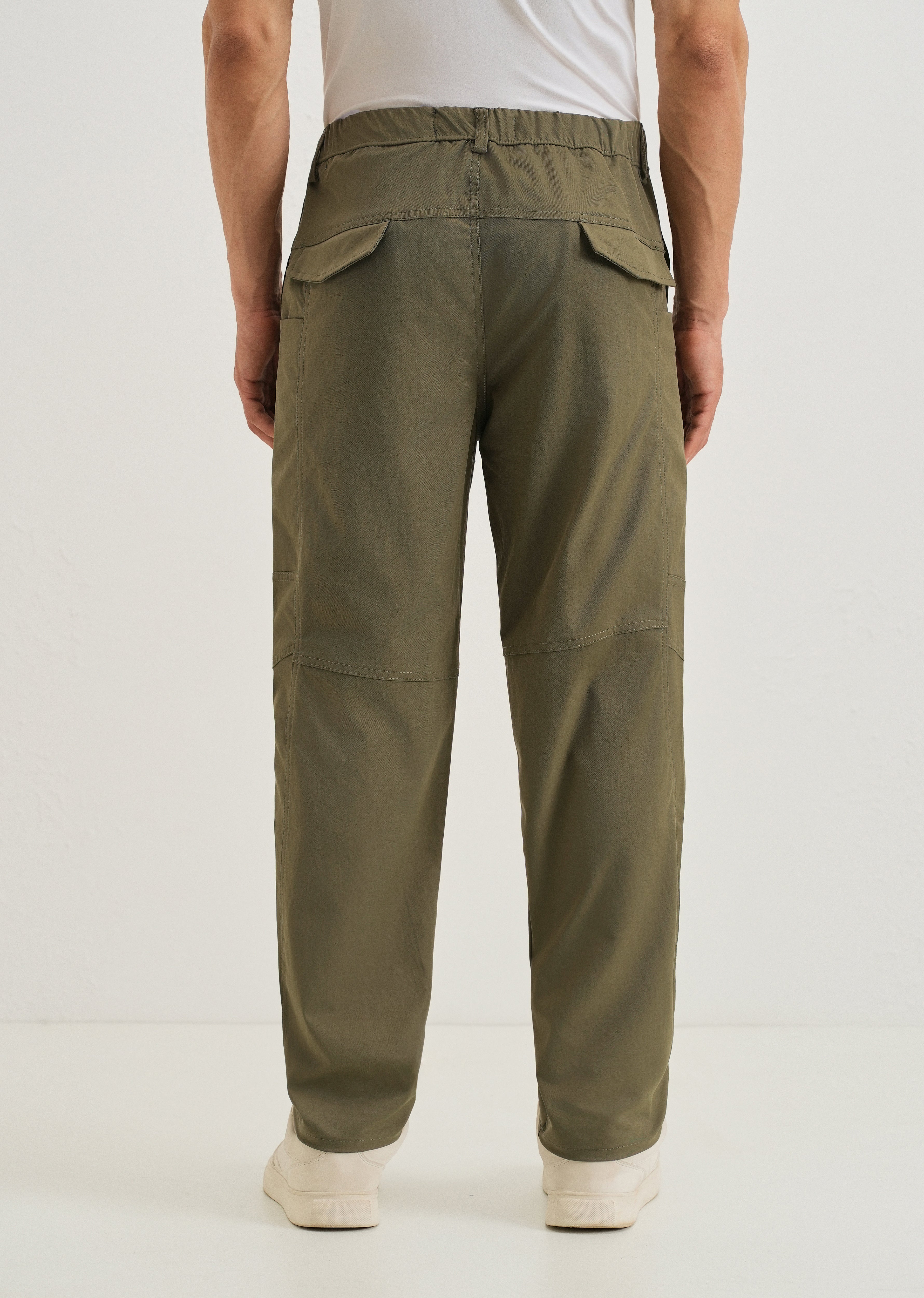 Olive Drawstring Panel Cargo Pant