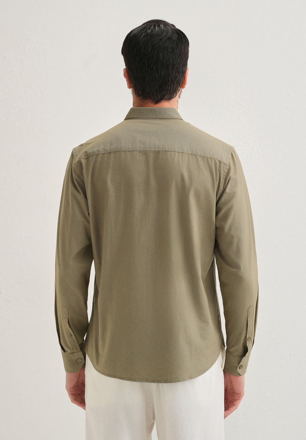 Olive Green Contrast Placket Shirt
