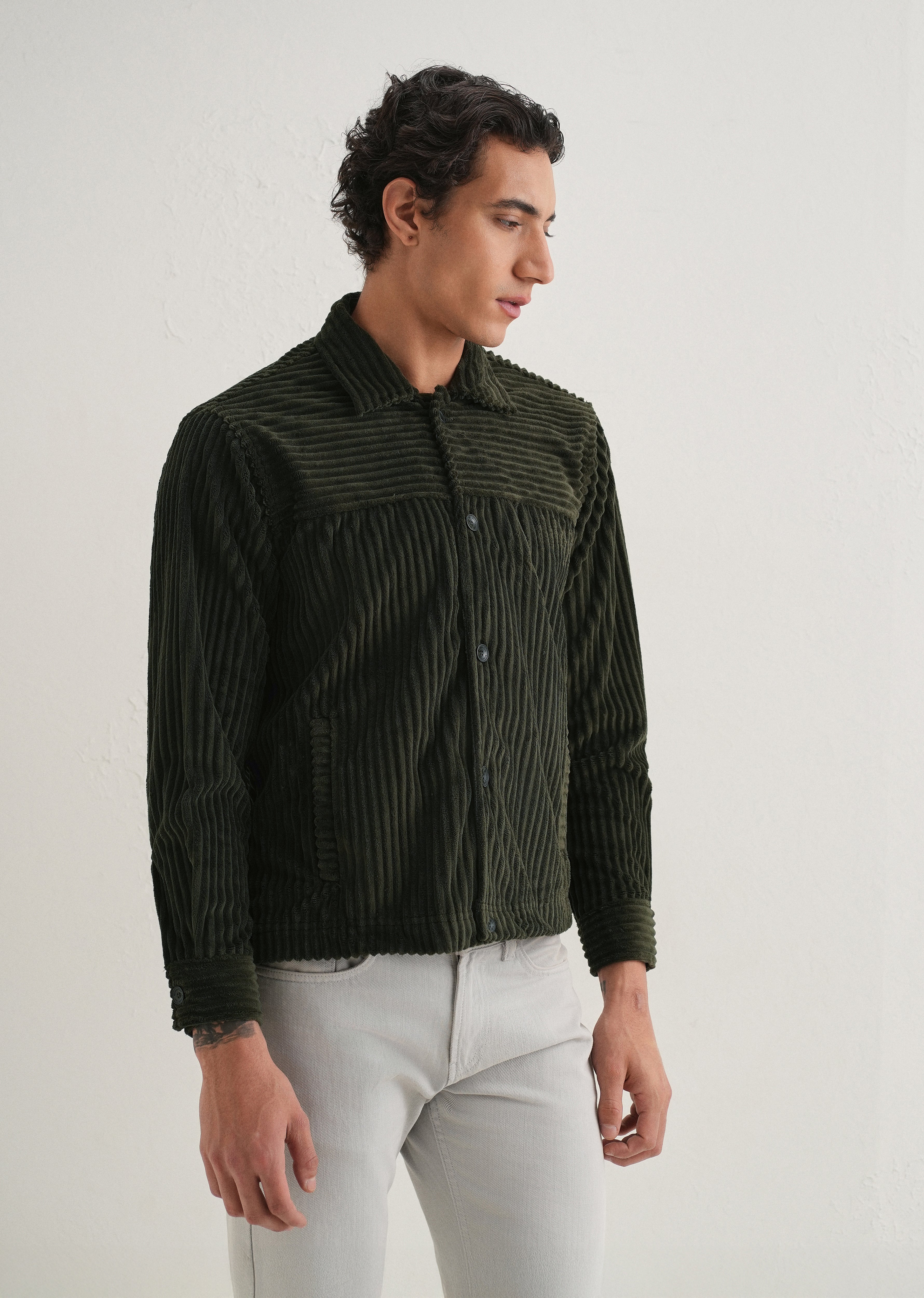 Olive Green Corduroy Shacket