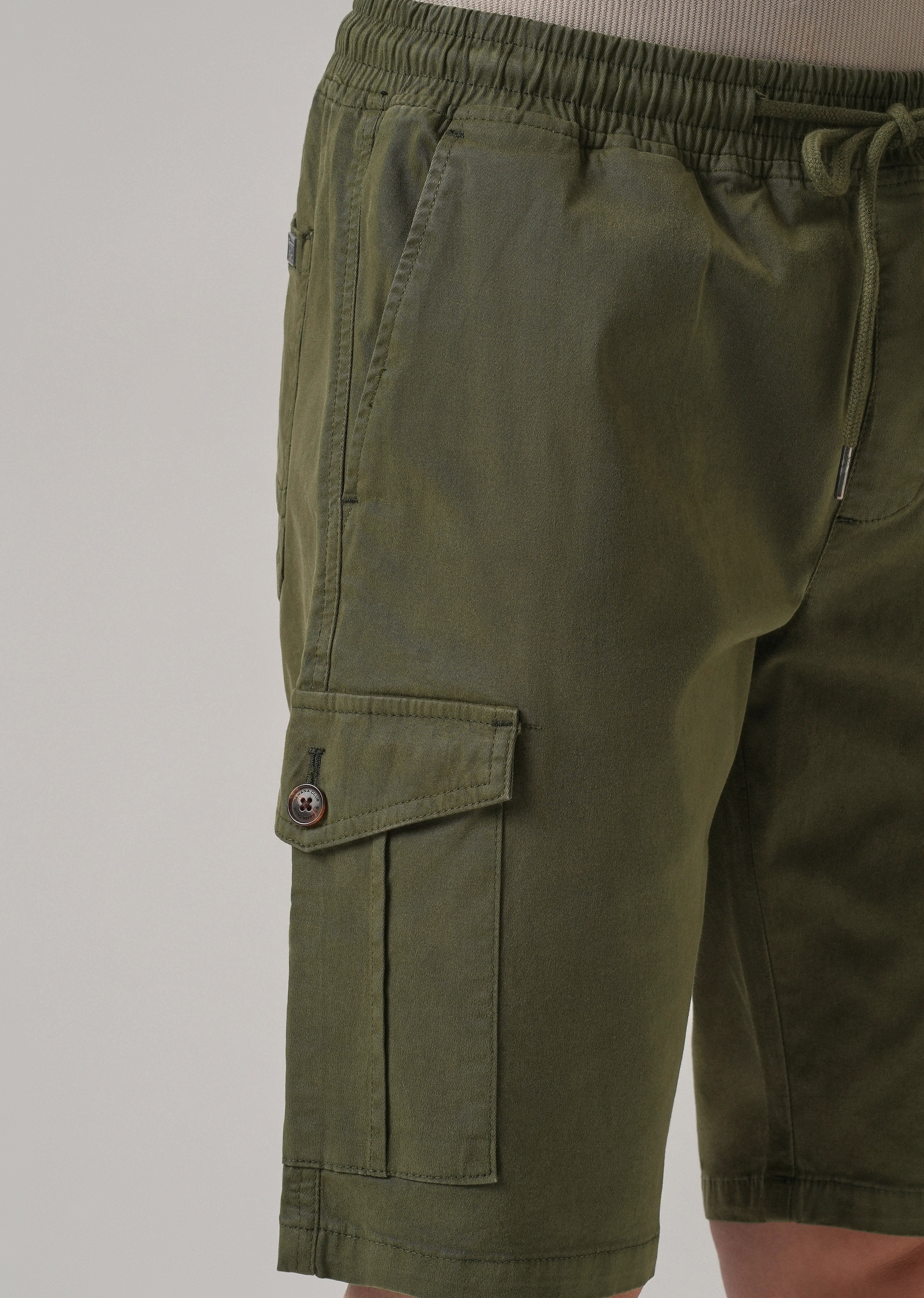 Olive Green Cotton Cargo Shorts