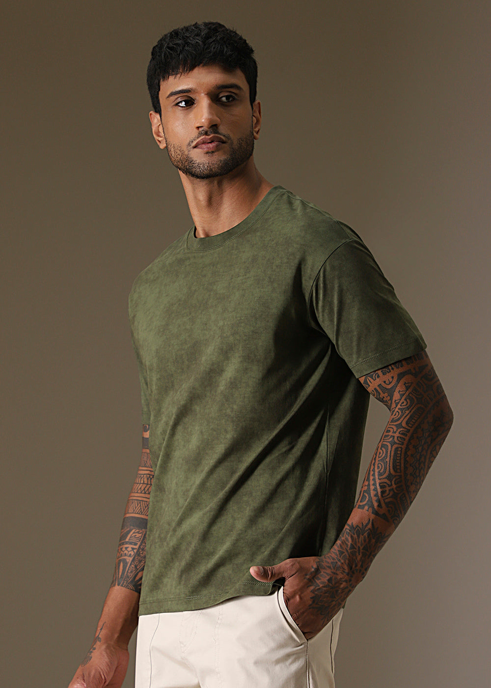 Olive Green Crew Neck T-Shirt