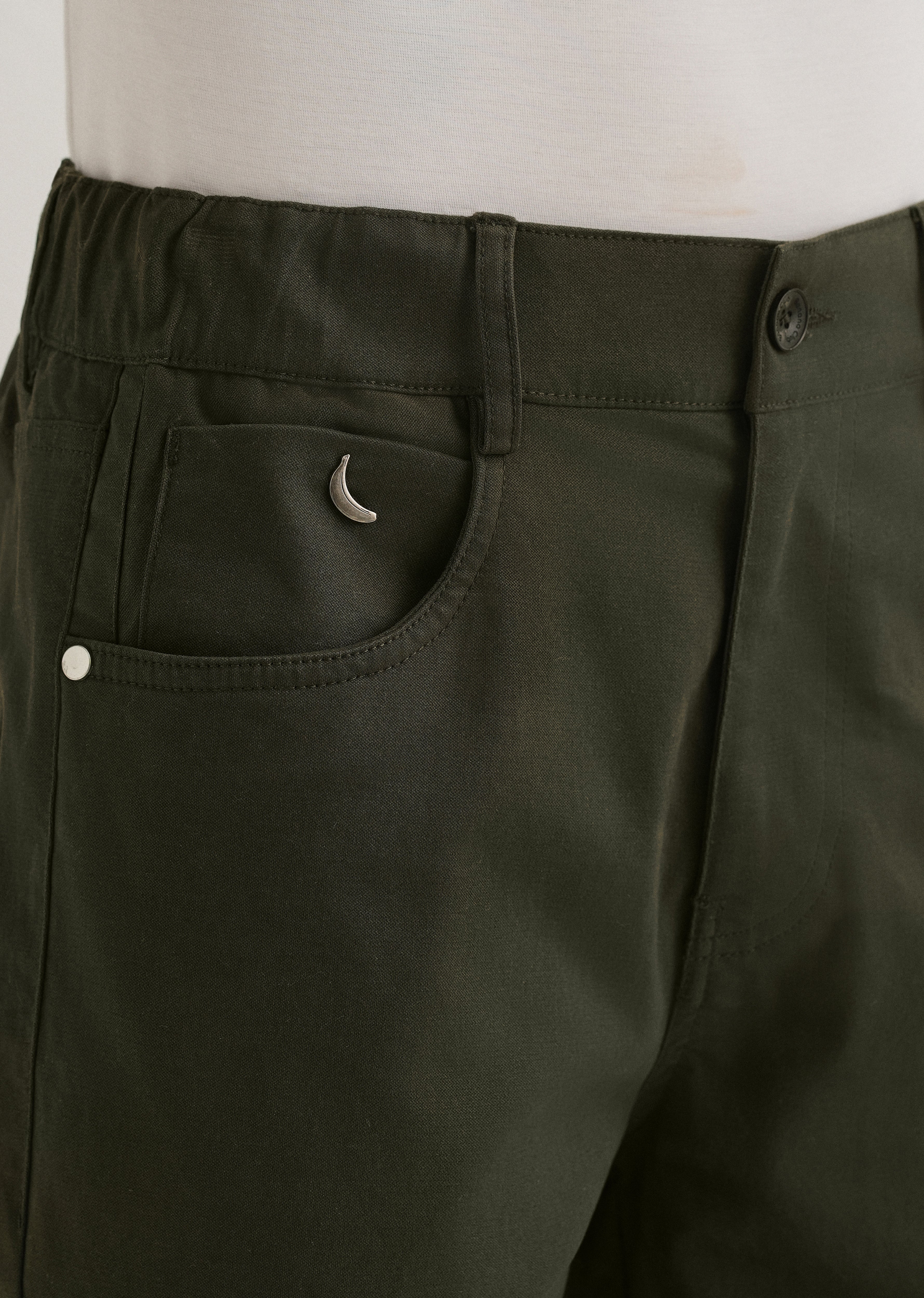 Olive Green Semi-Elasticated Cotton Trouser