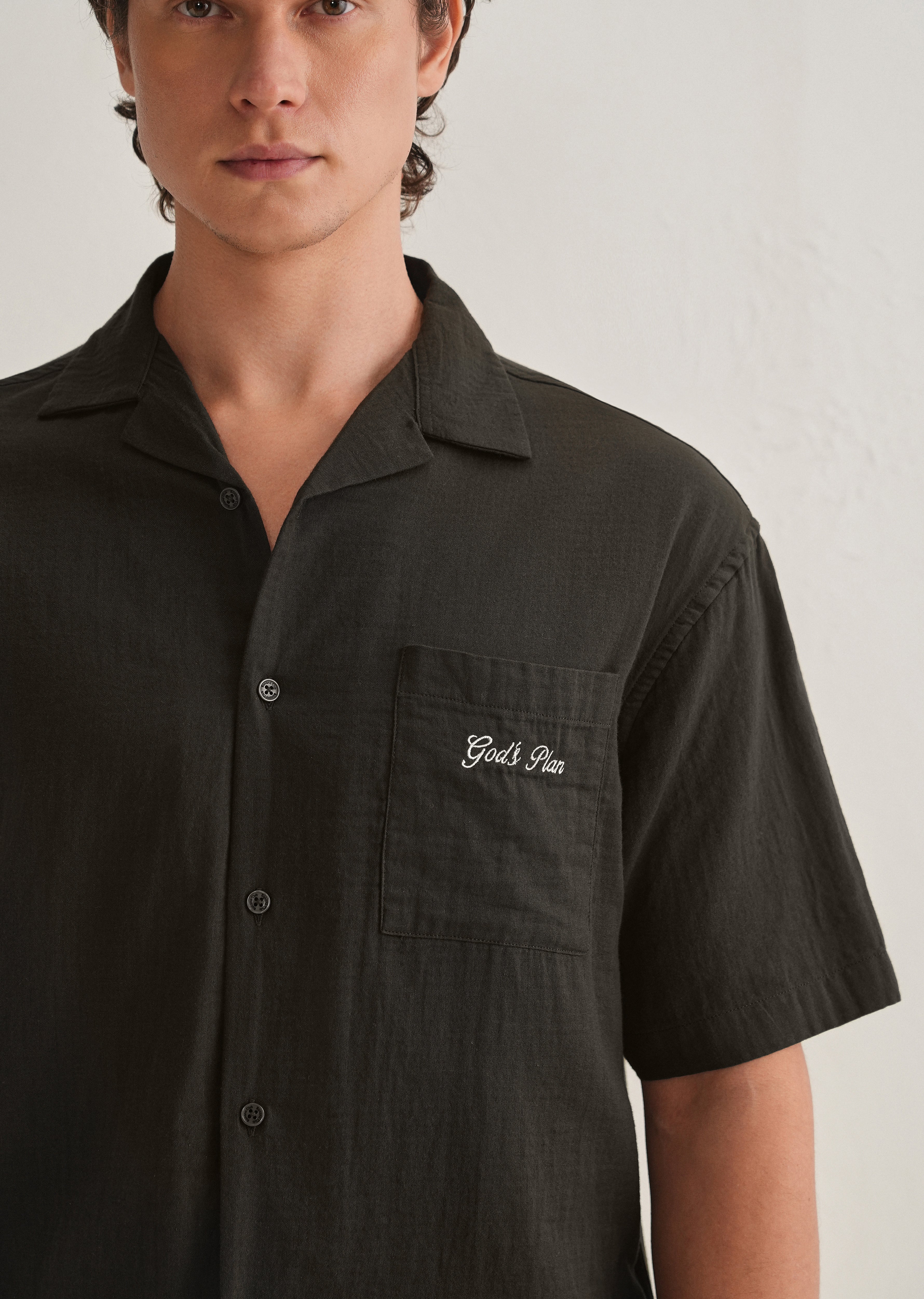 Olive Green Embroidered Double Cloth Cotton Shirt