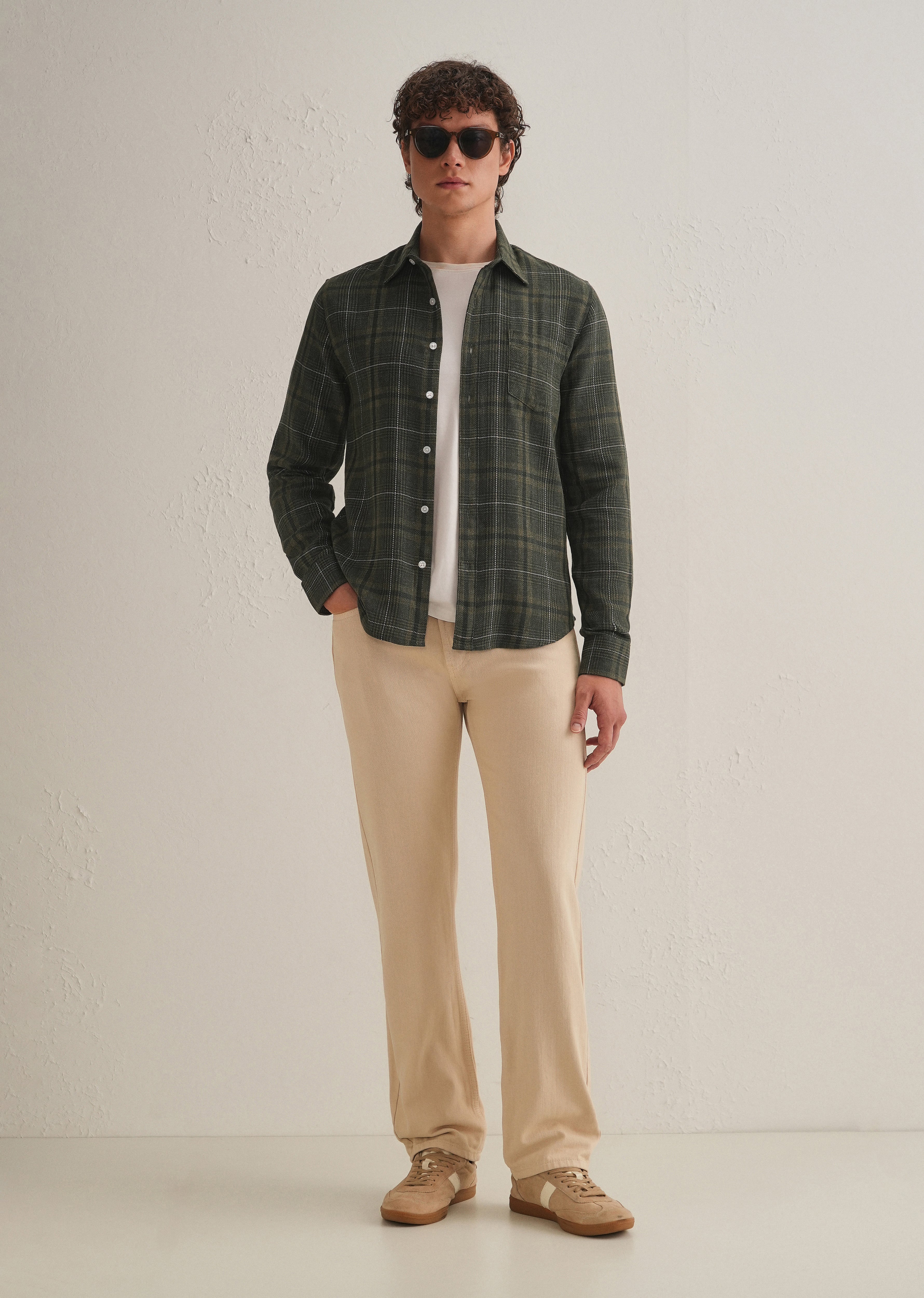 Olive Green Glen Plaid Check Shirt