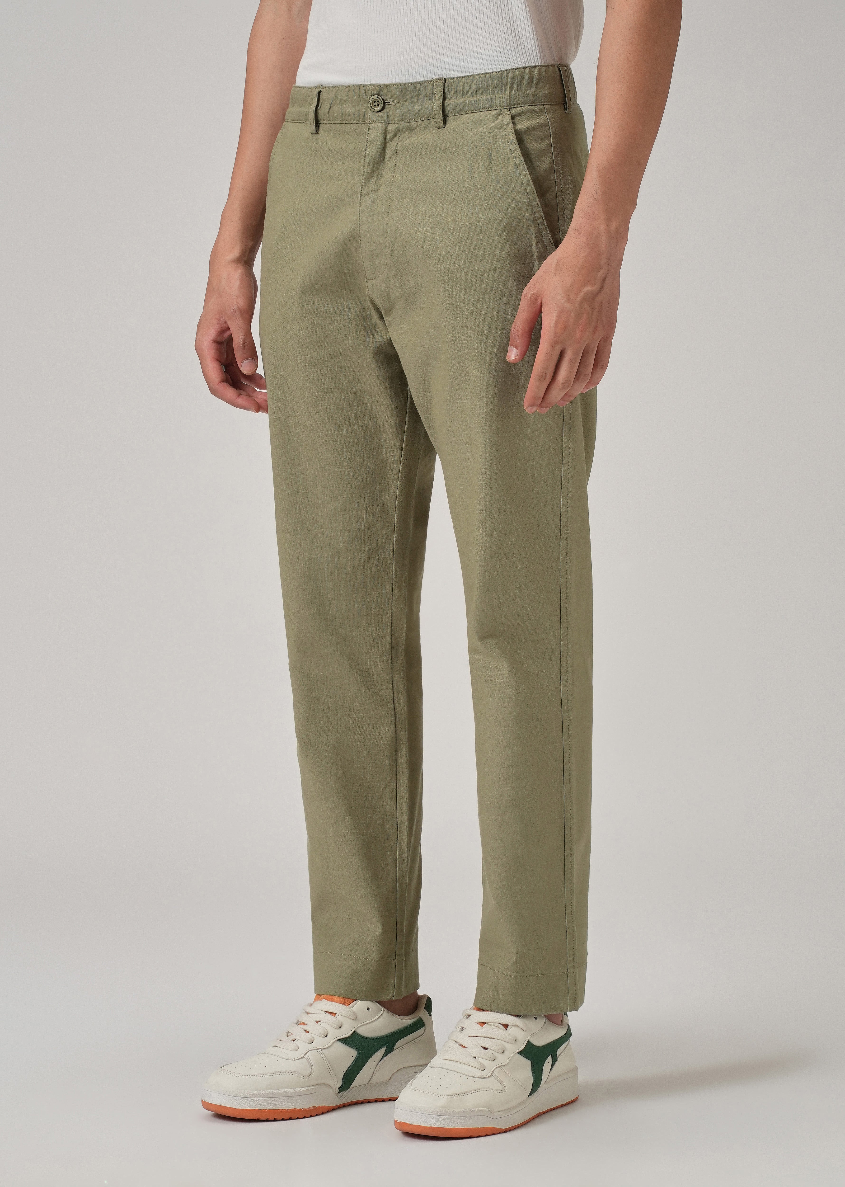 Olive Green Cotton Trouser