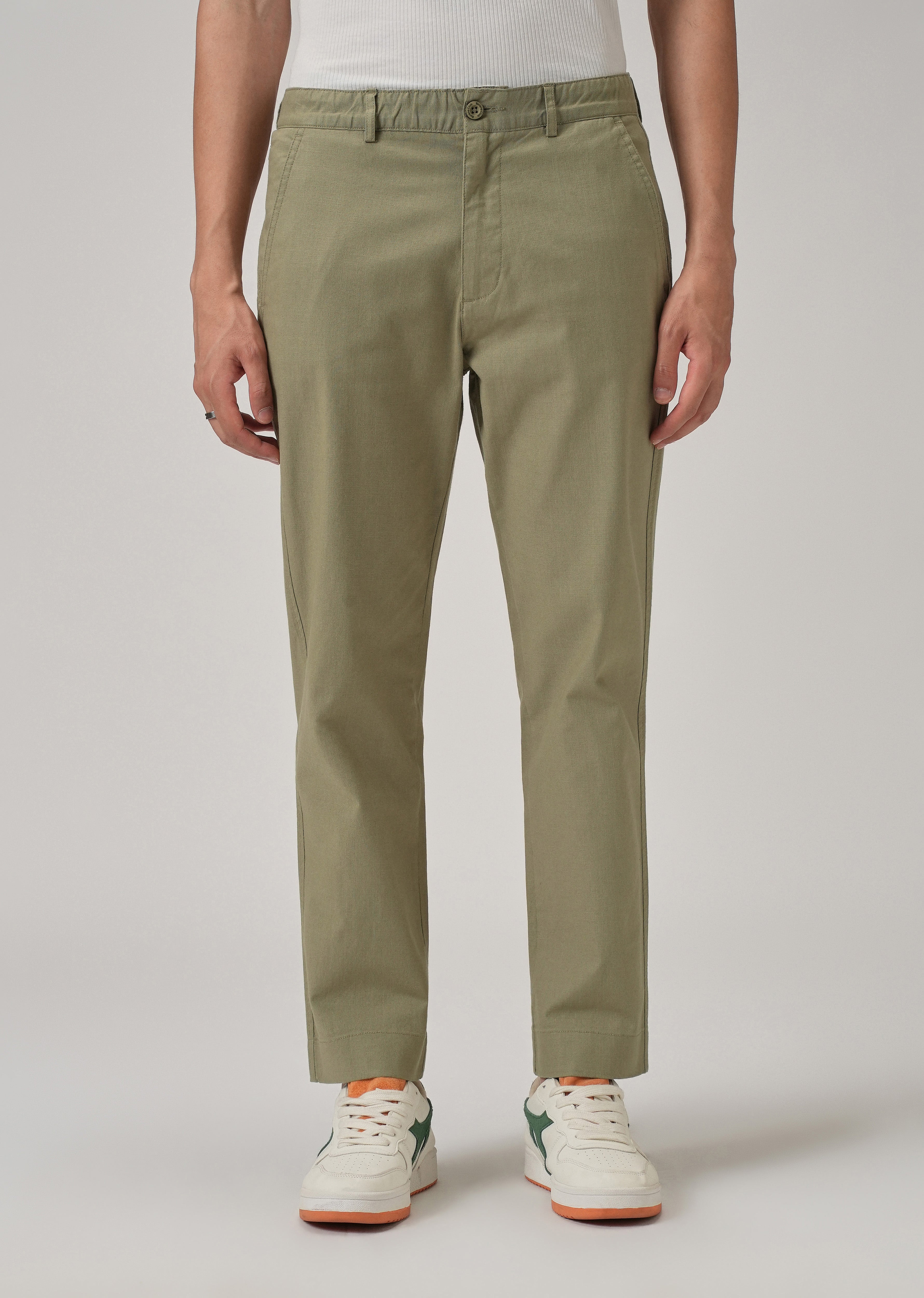 Olive Green Cotton Trouser