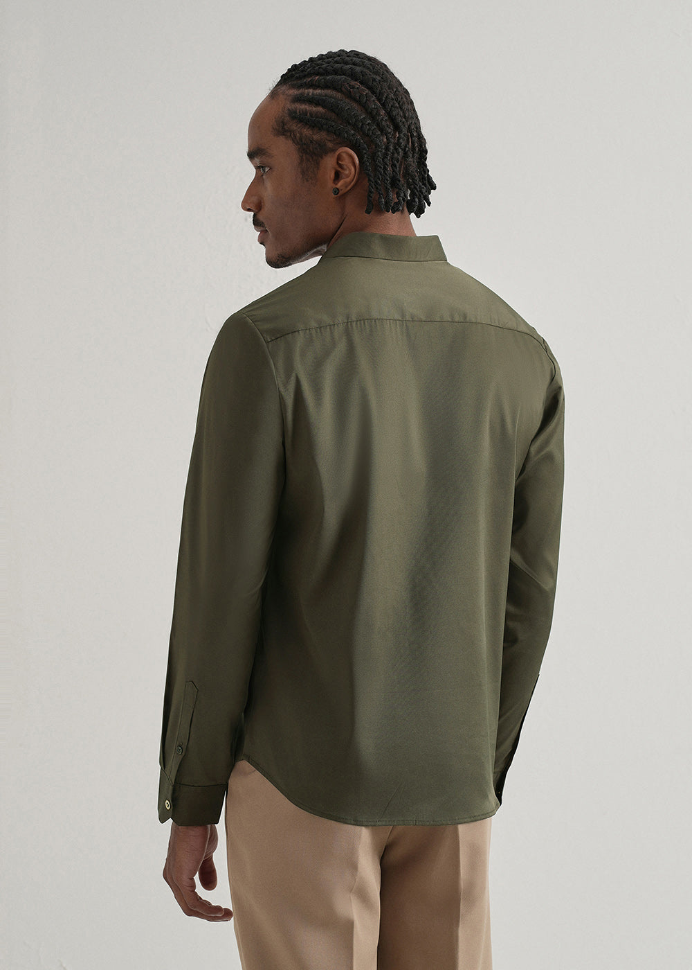 Olive Green Plain Stitchless Placket Shirt