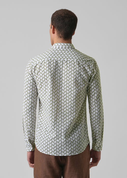 Olive Green Self Pattern Shirt