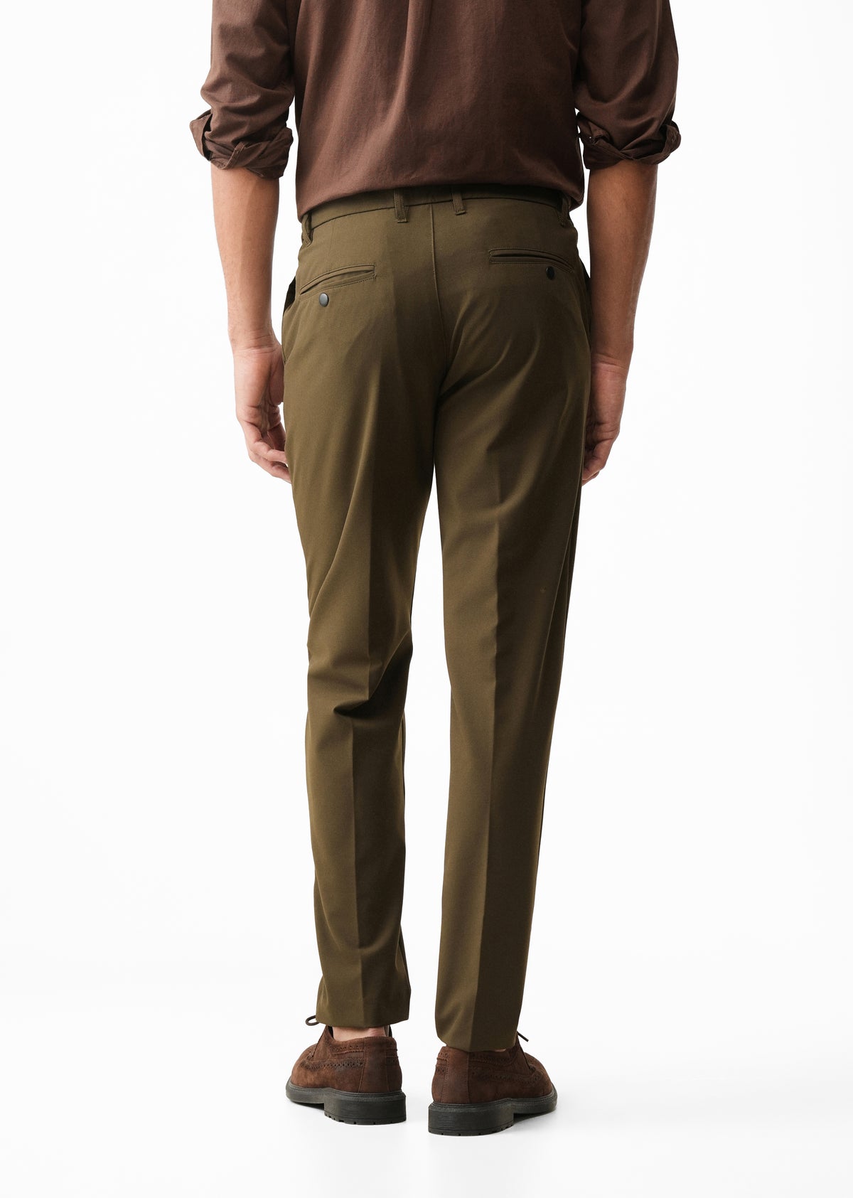 Olive Green Semi-Elastic Slim Fit Trouser