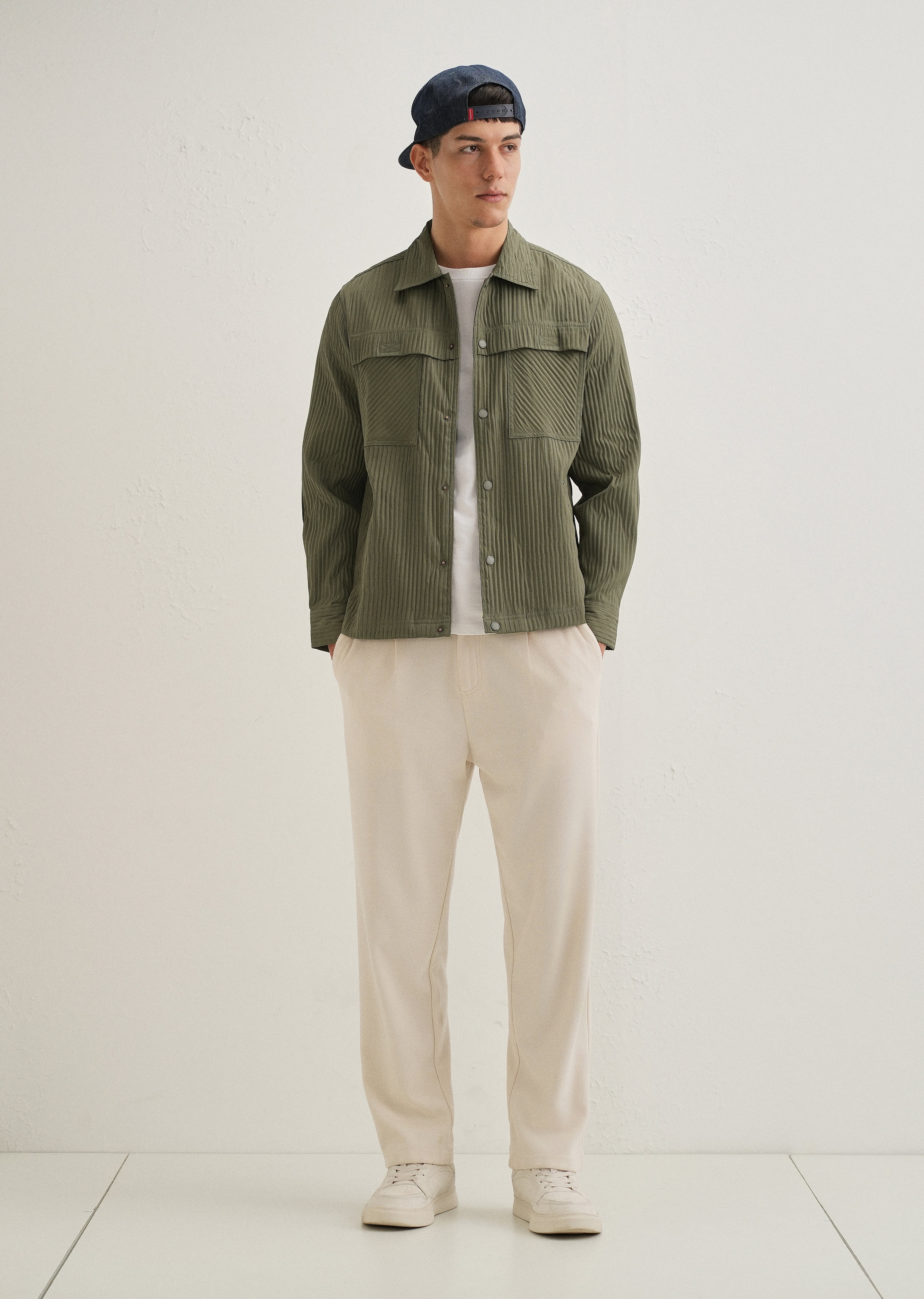 Olive Green Textured Utility Shacket