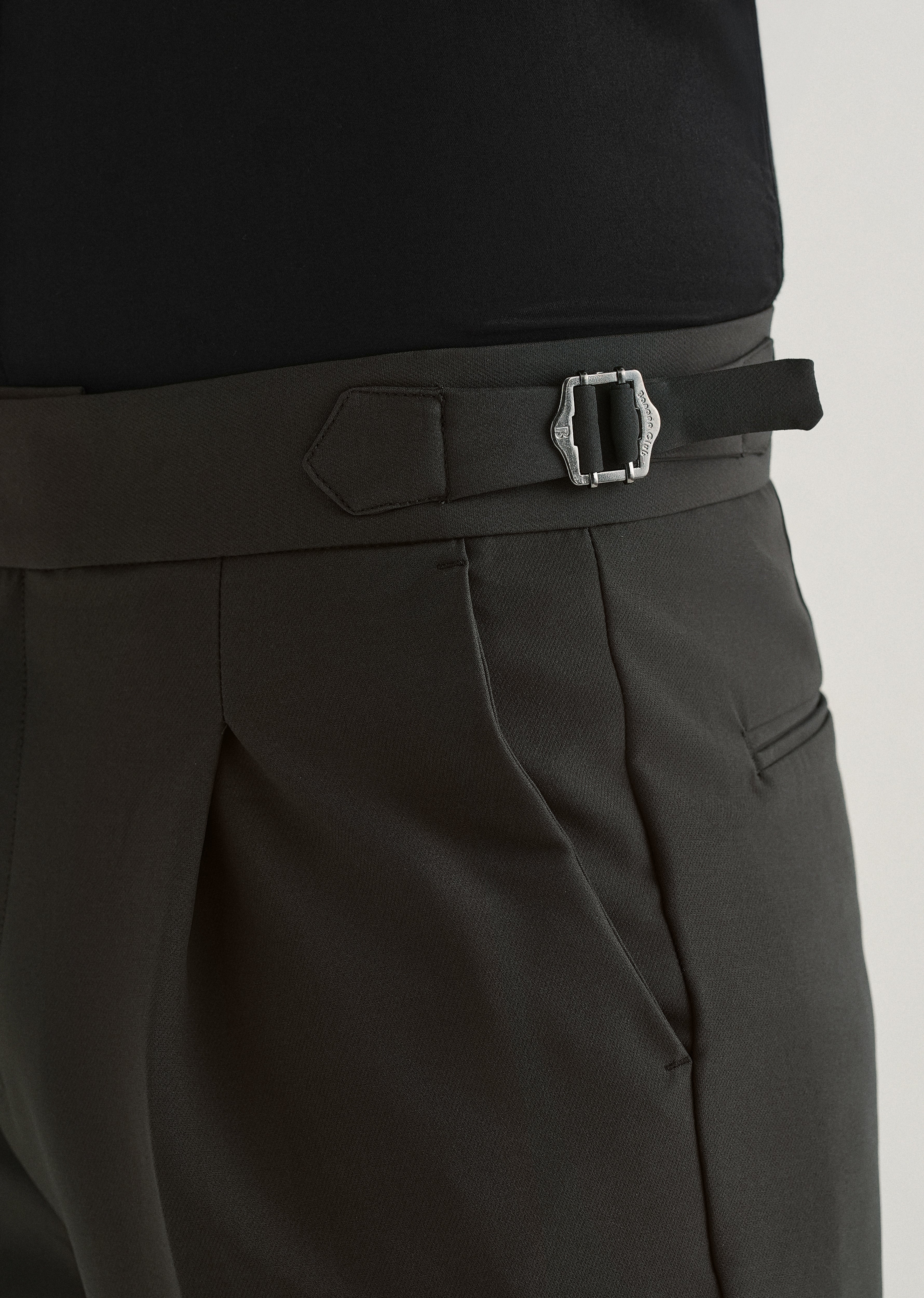 Olive Grey Pleated Gurkha Pant