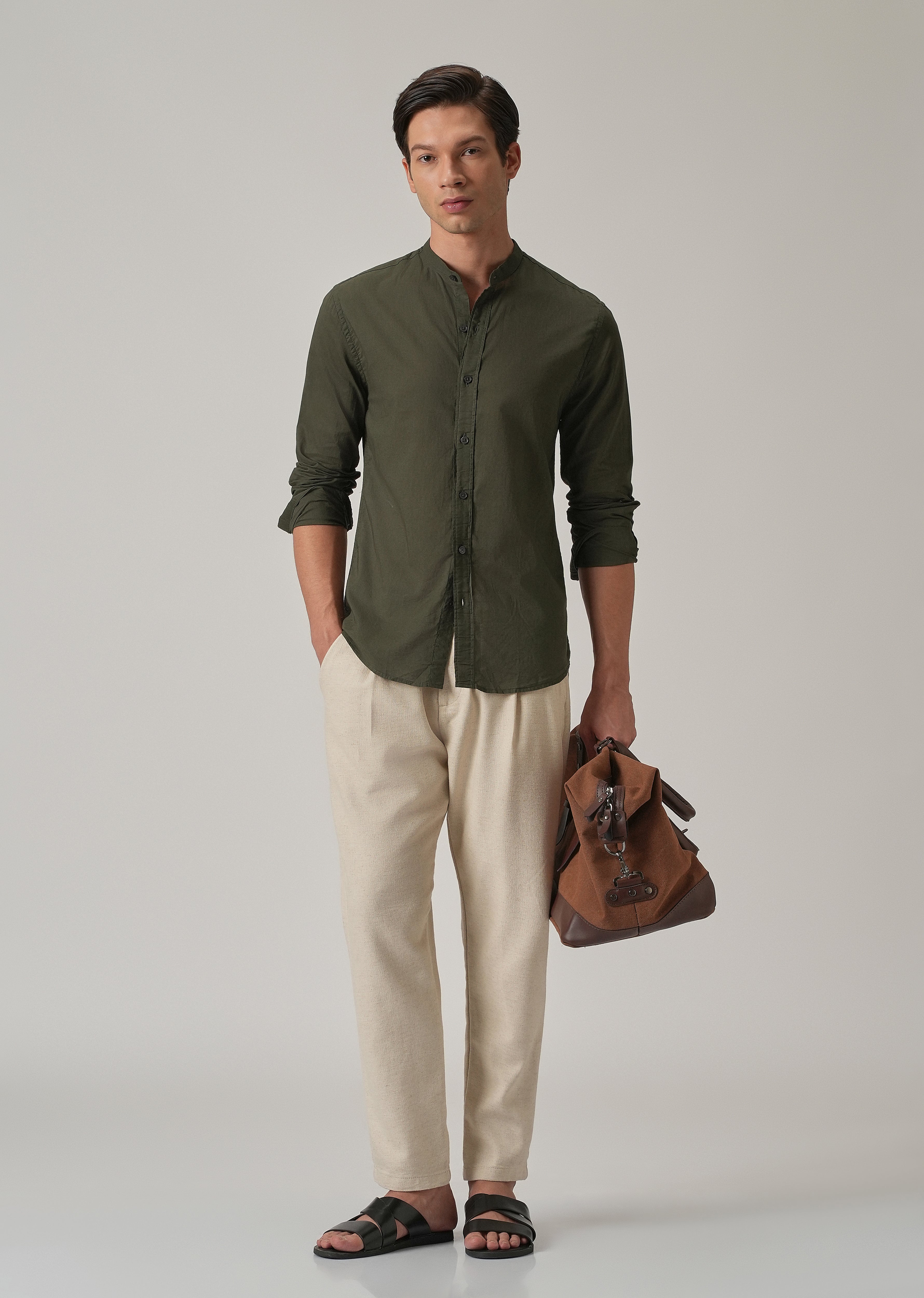 Olive Grove Plain Cotton Shirt