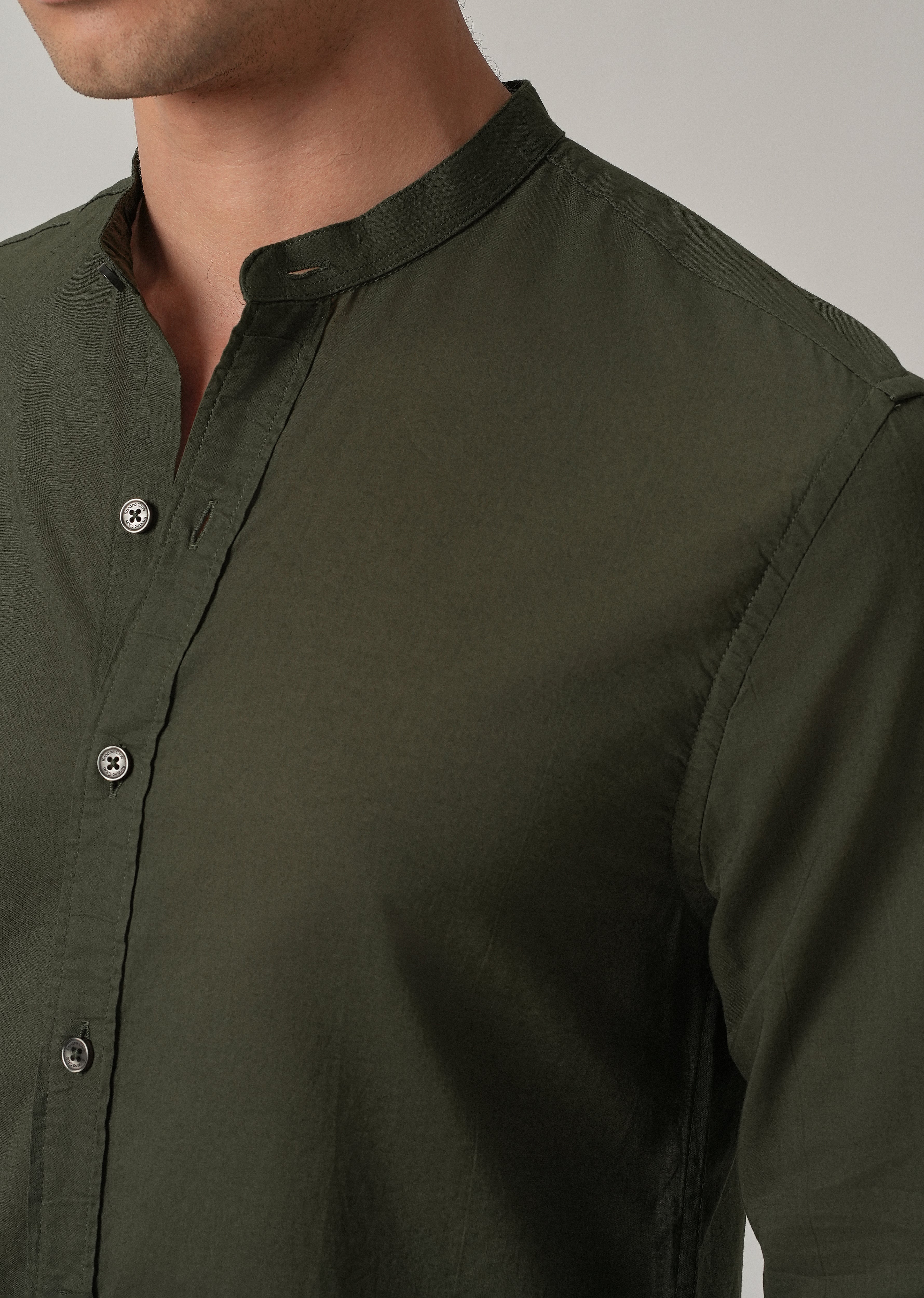 Olive Grove Plain Cotton Shirt