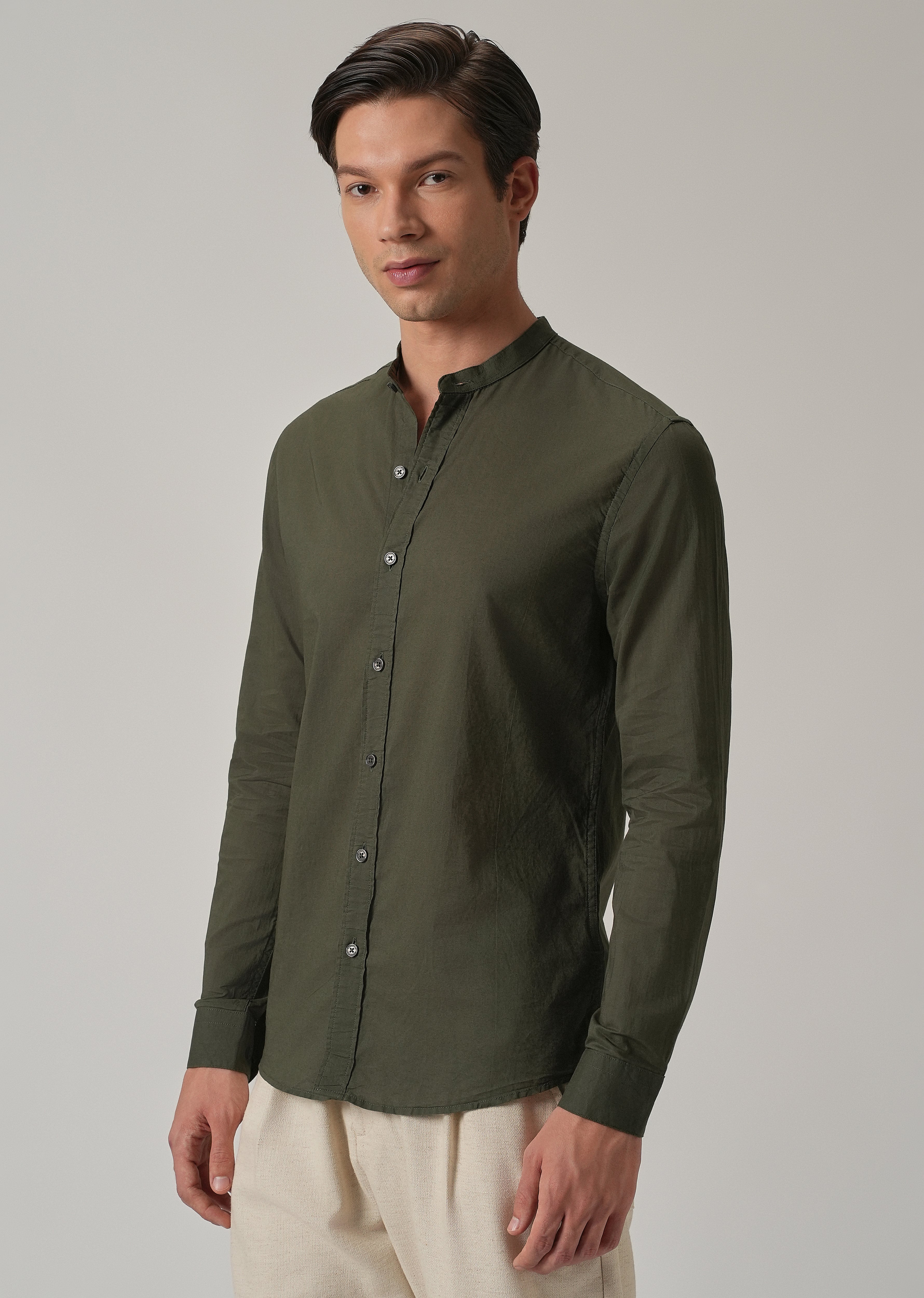 Olive Grove Plain Cotton Shirt