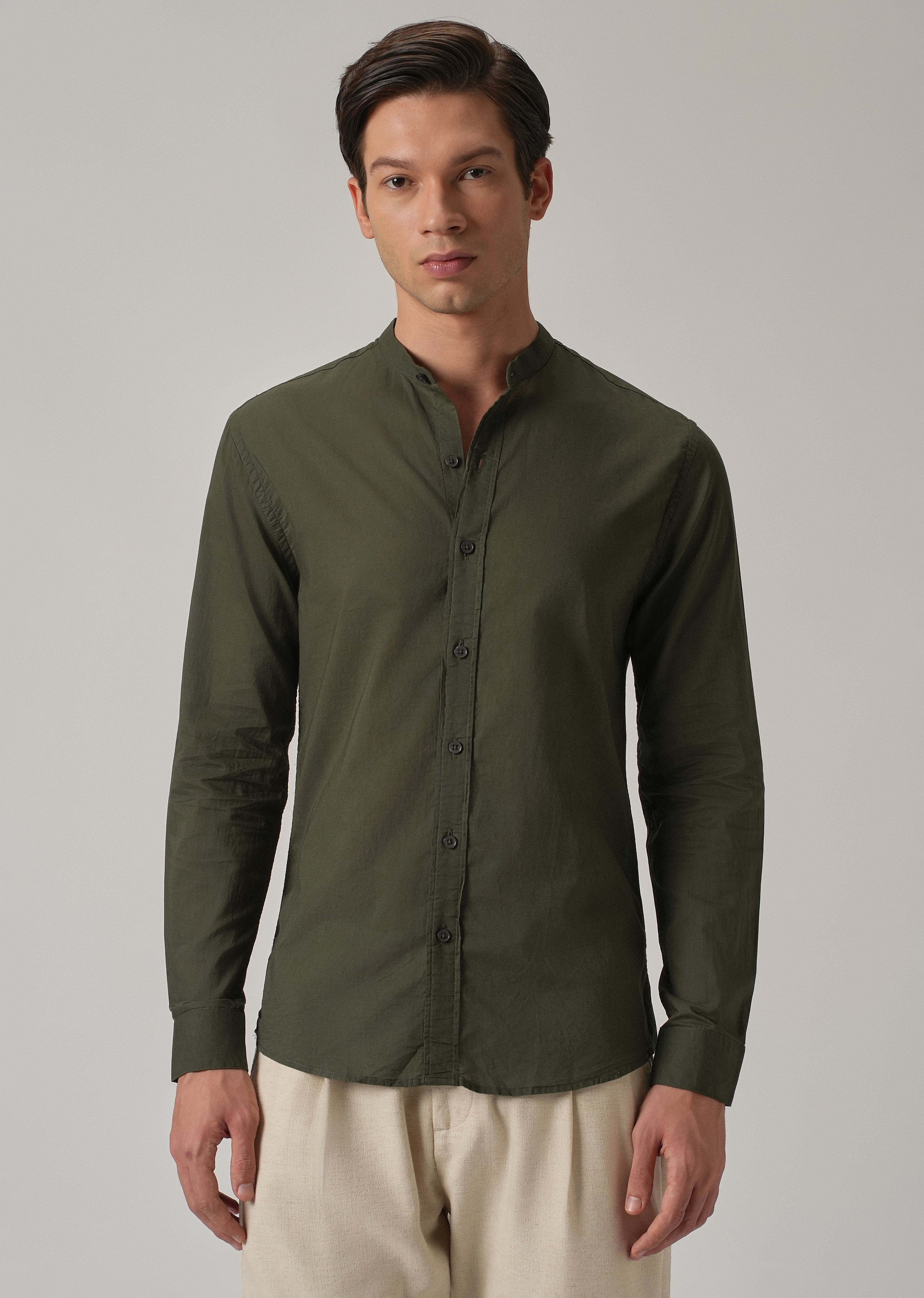Olive Grove Plain Cotton Shirt