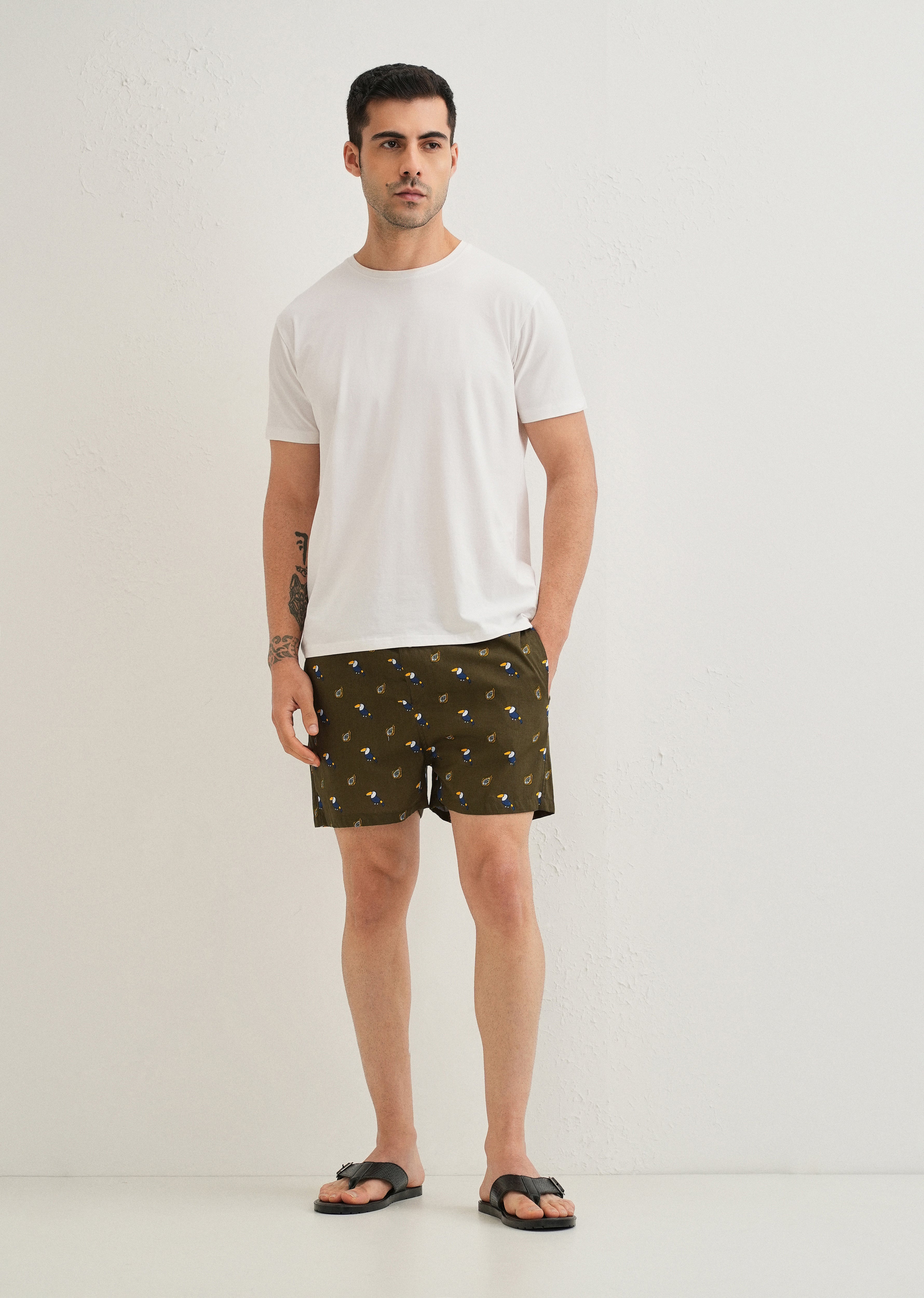 Olive Hornbill Printed Boxer