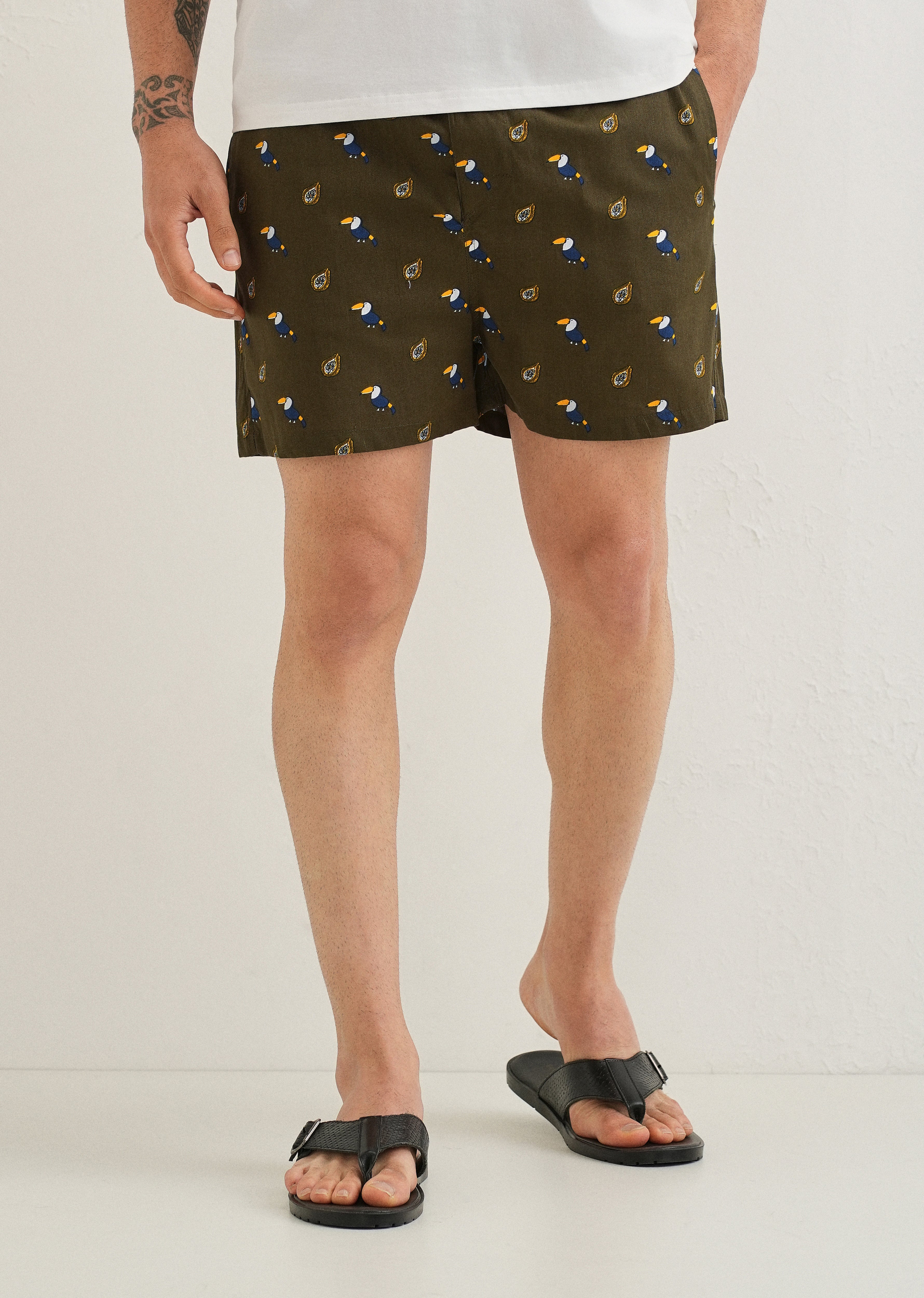 Olive Hornbill Printed Boxer