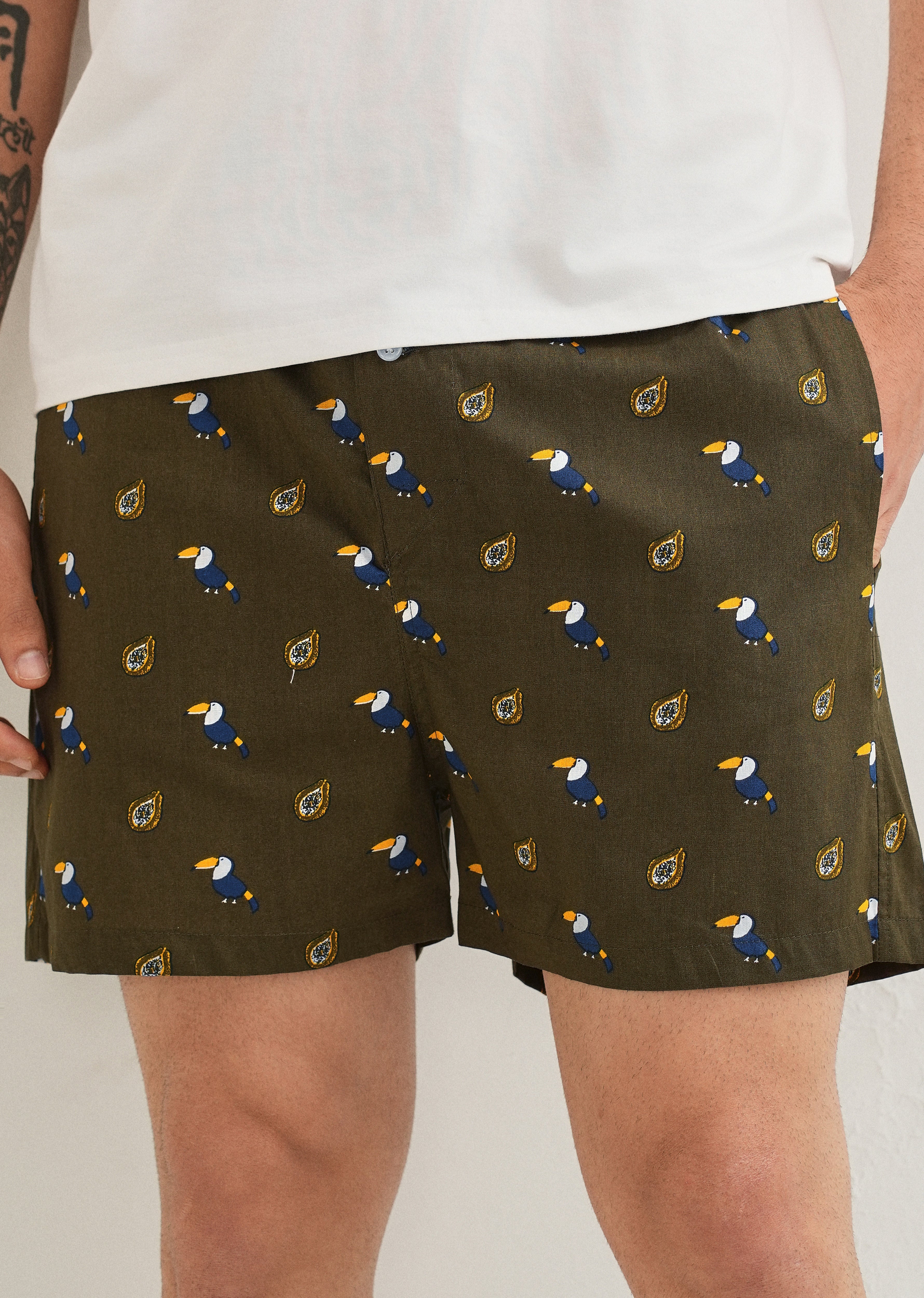 Olive Hornbill Printed Boxer