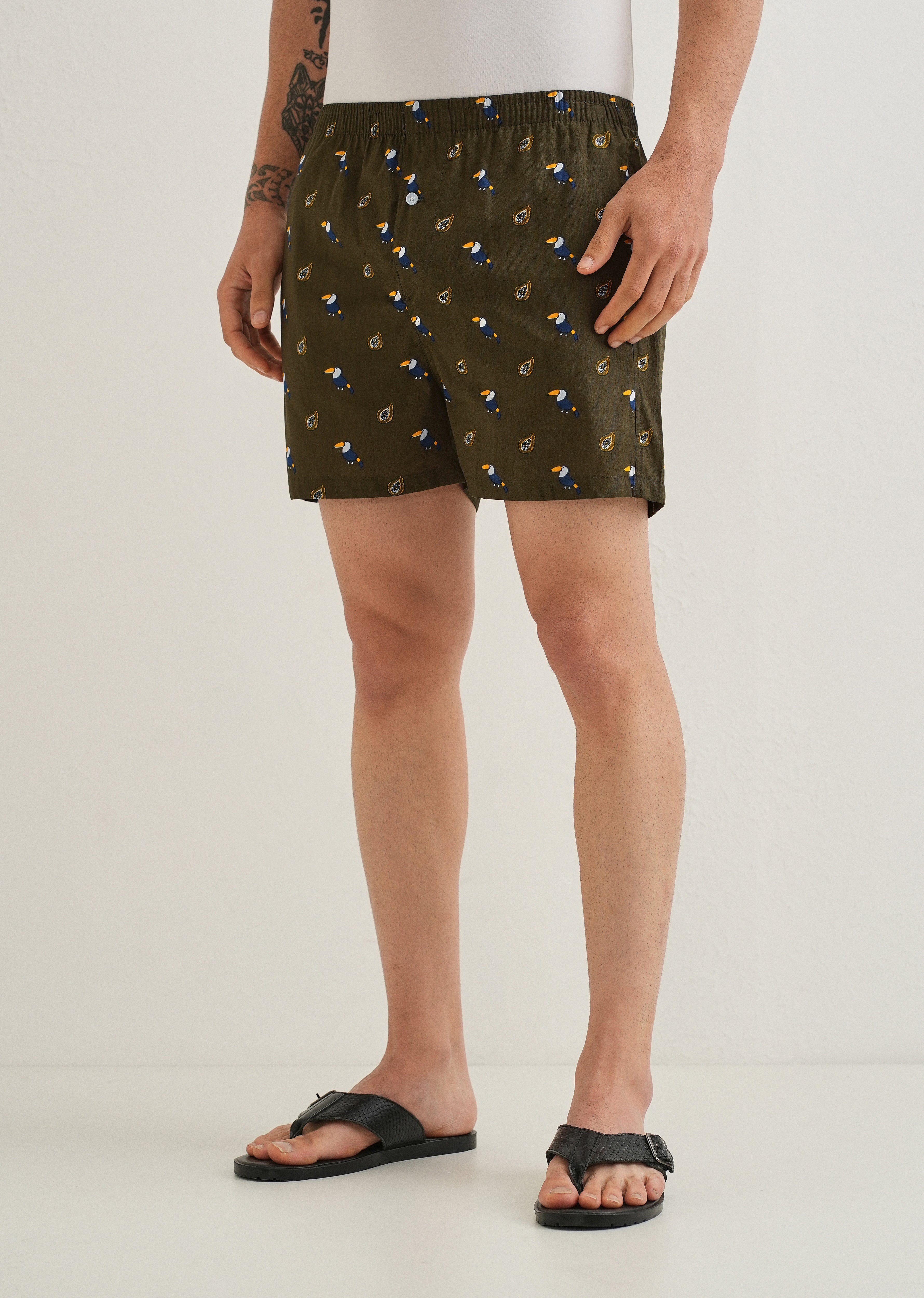 Olive Hornbill Printed Boxer