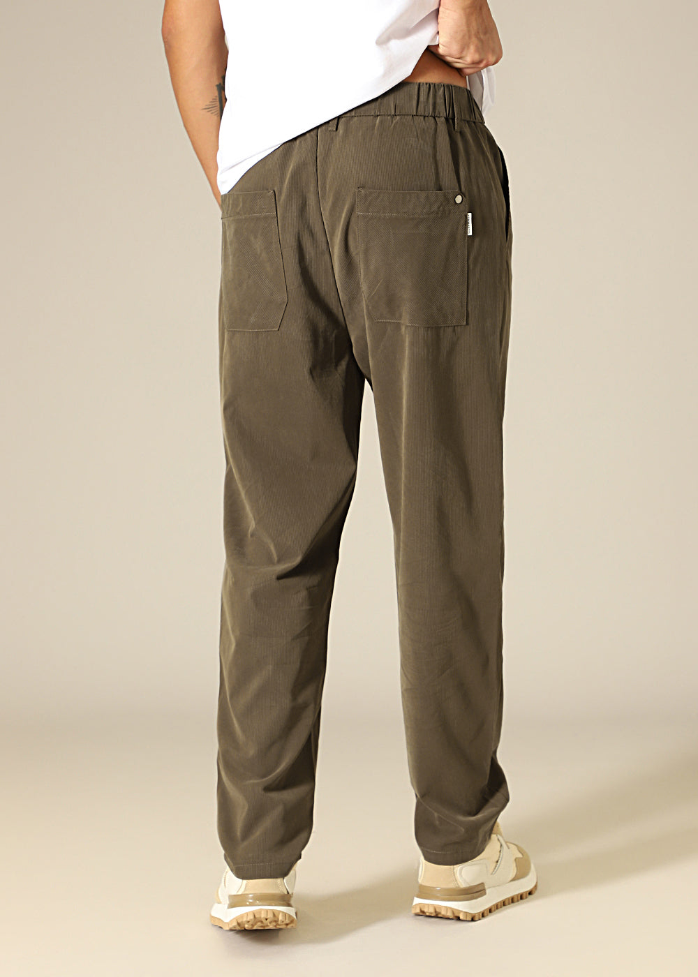 Light Olive Striped Relaxed Fit Trouser