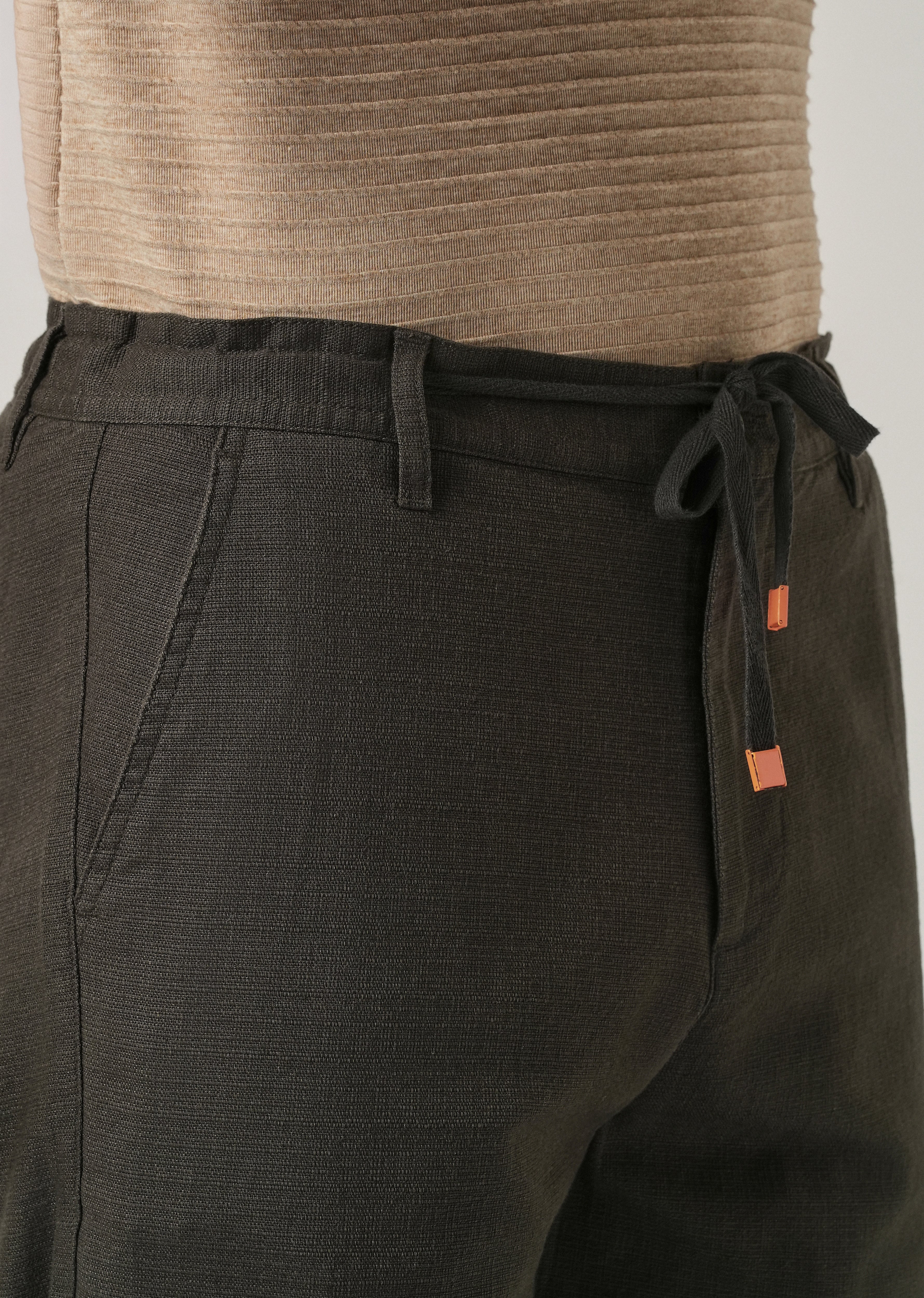 Olive Linen-Look Cotton Trousers