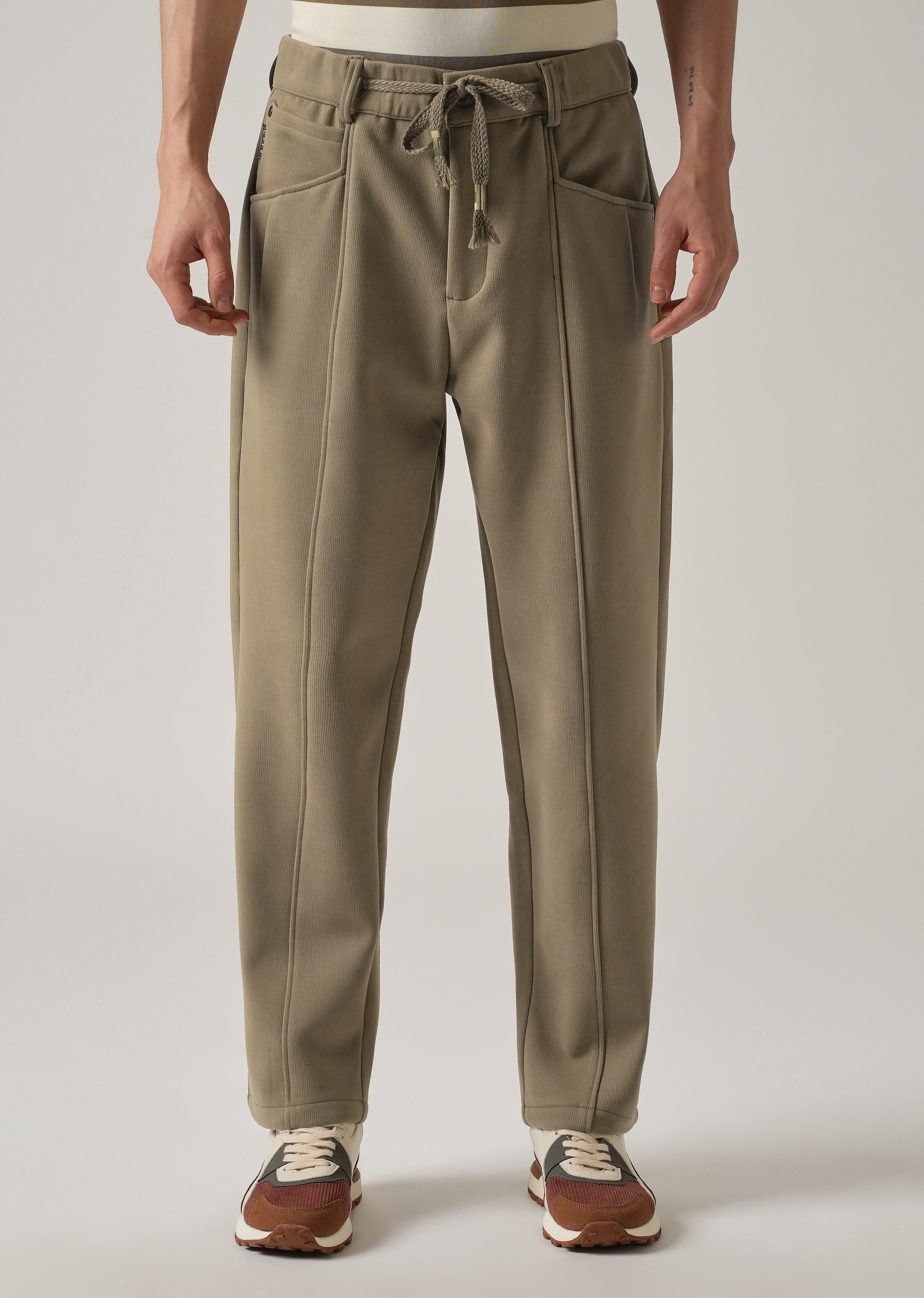Olive Corduroy Relaxed Fit Drawstring Pant
