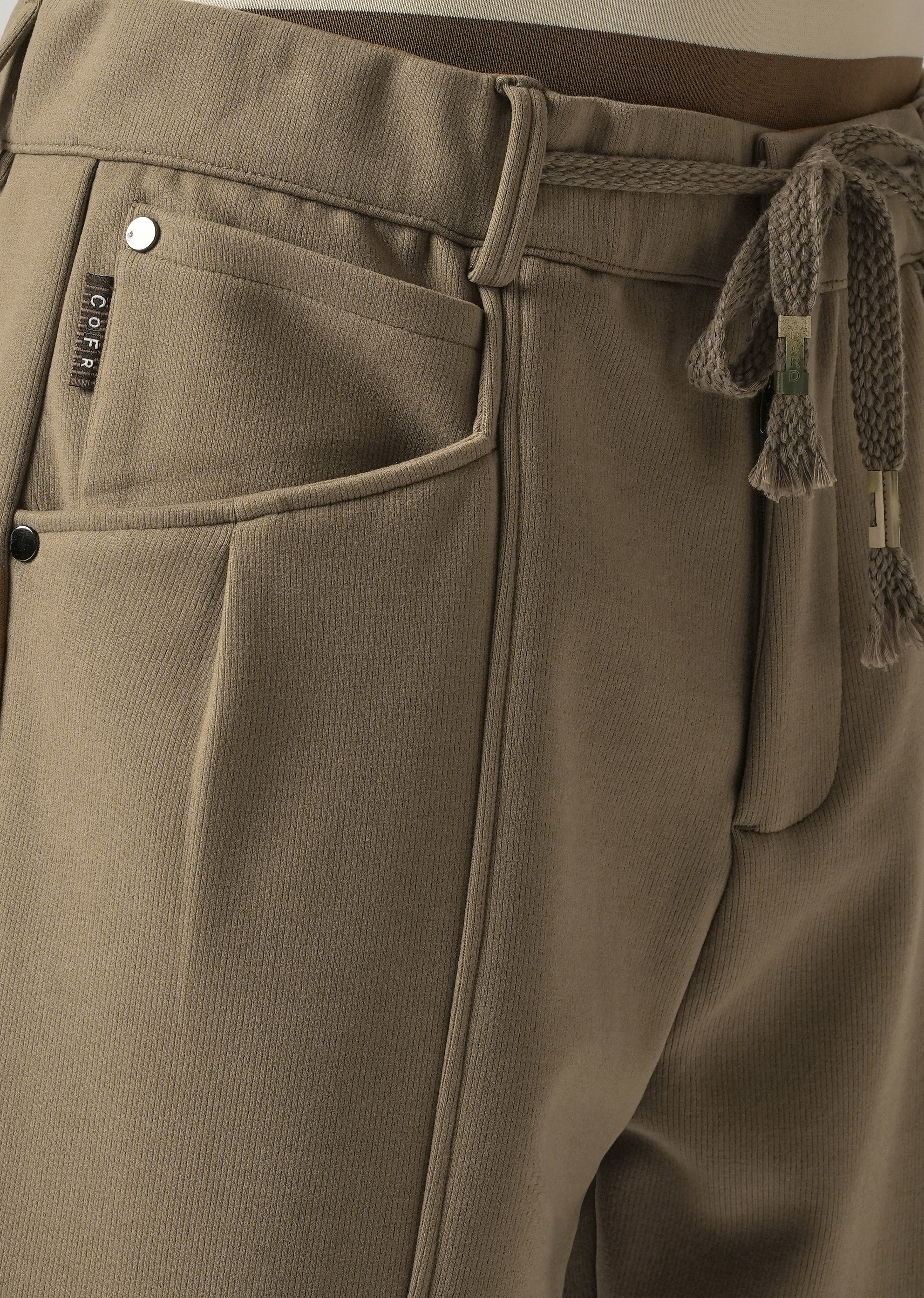 Olive Corduroy Relaxed Fit Drawstring Pant