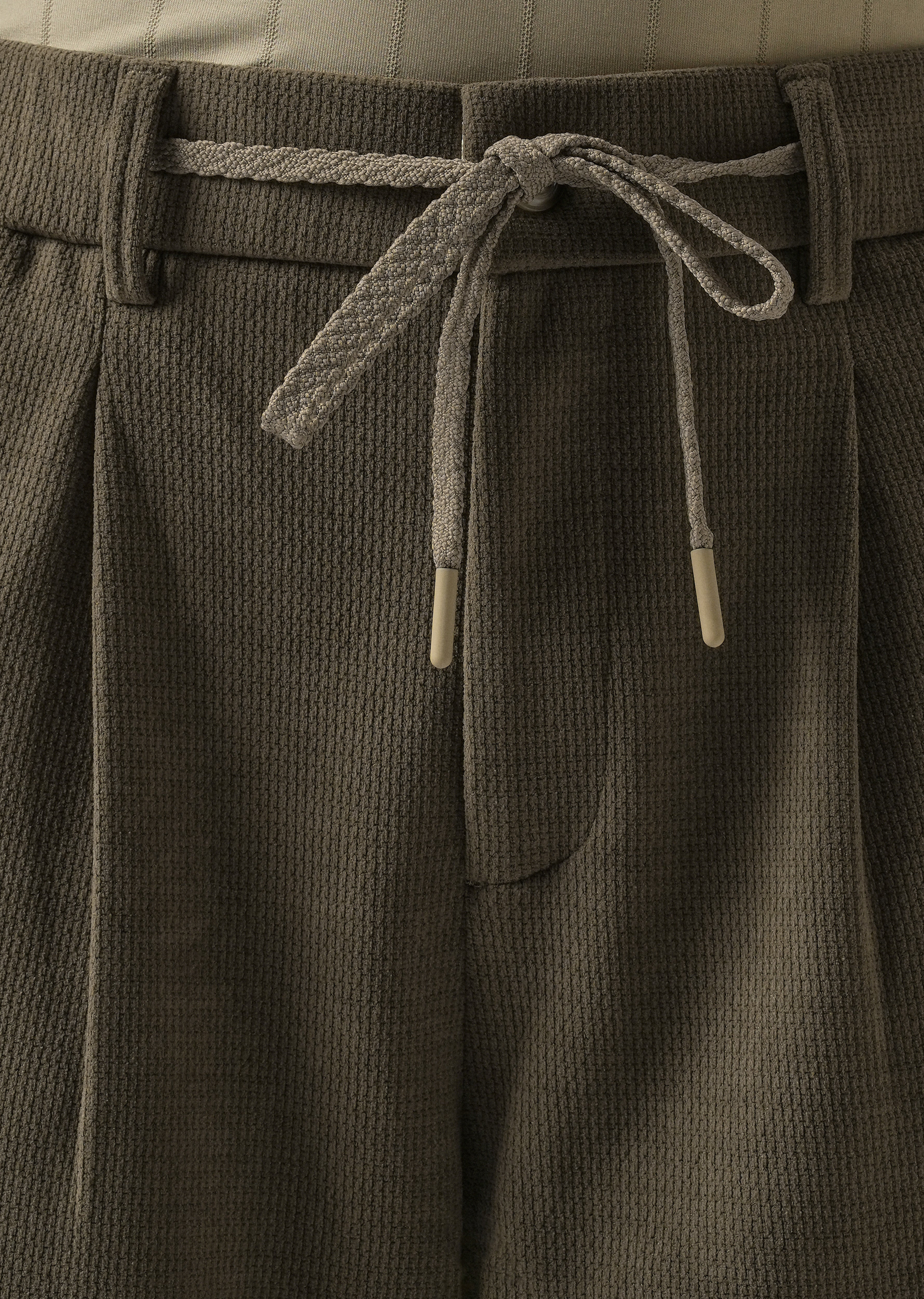 Olive Textured Suede Drawstring Pant