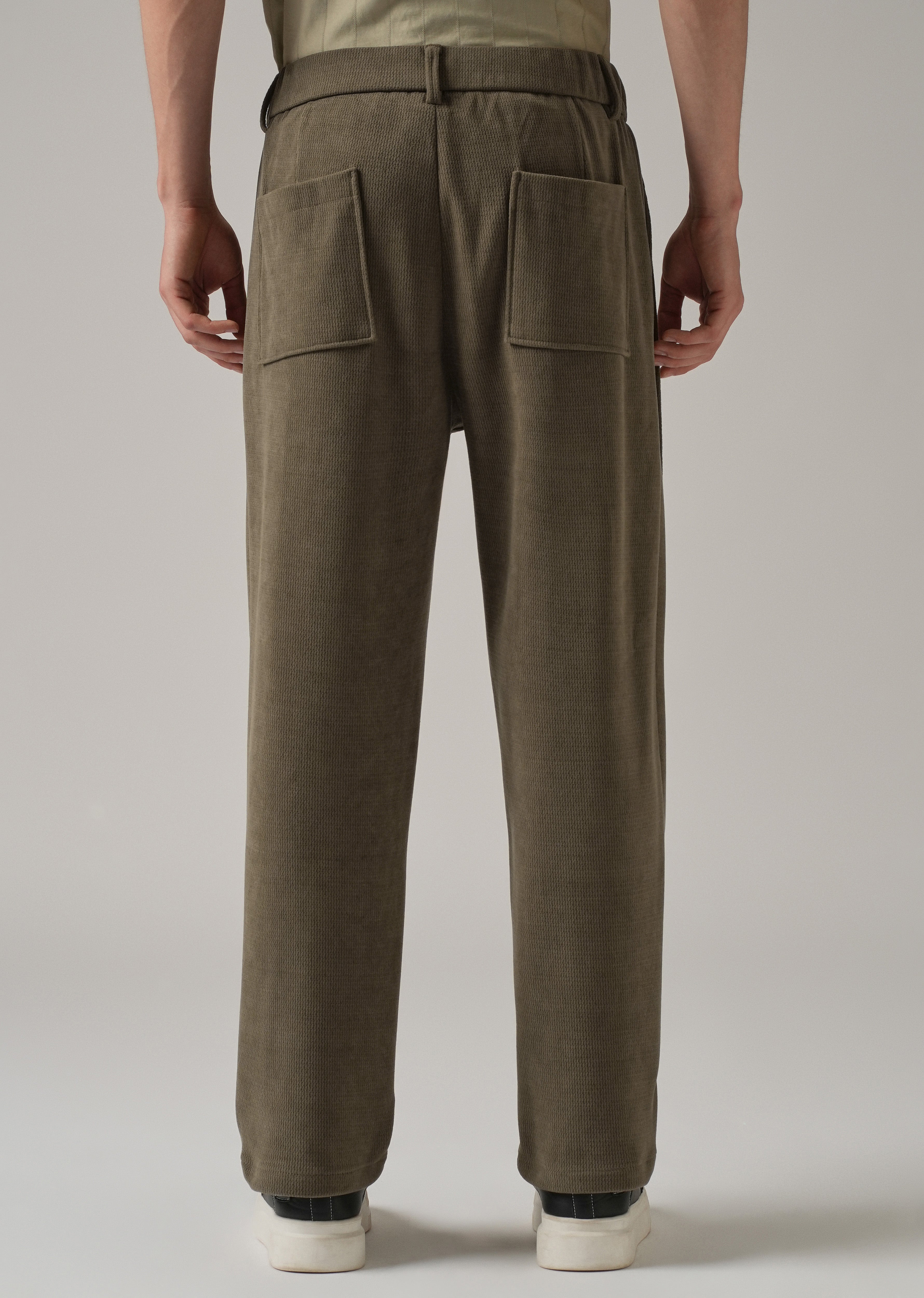 Olive Textured Suede Drawstring Pant