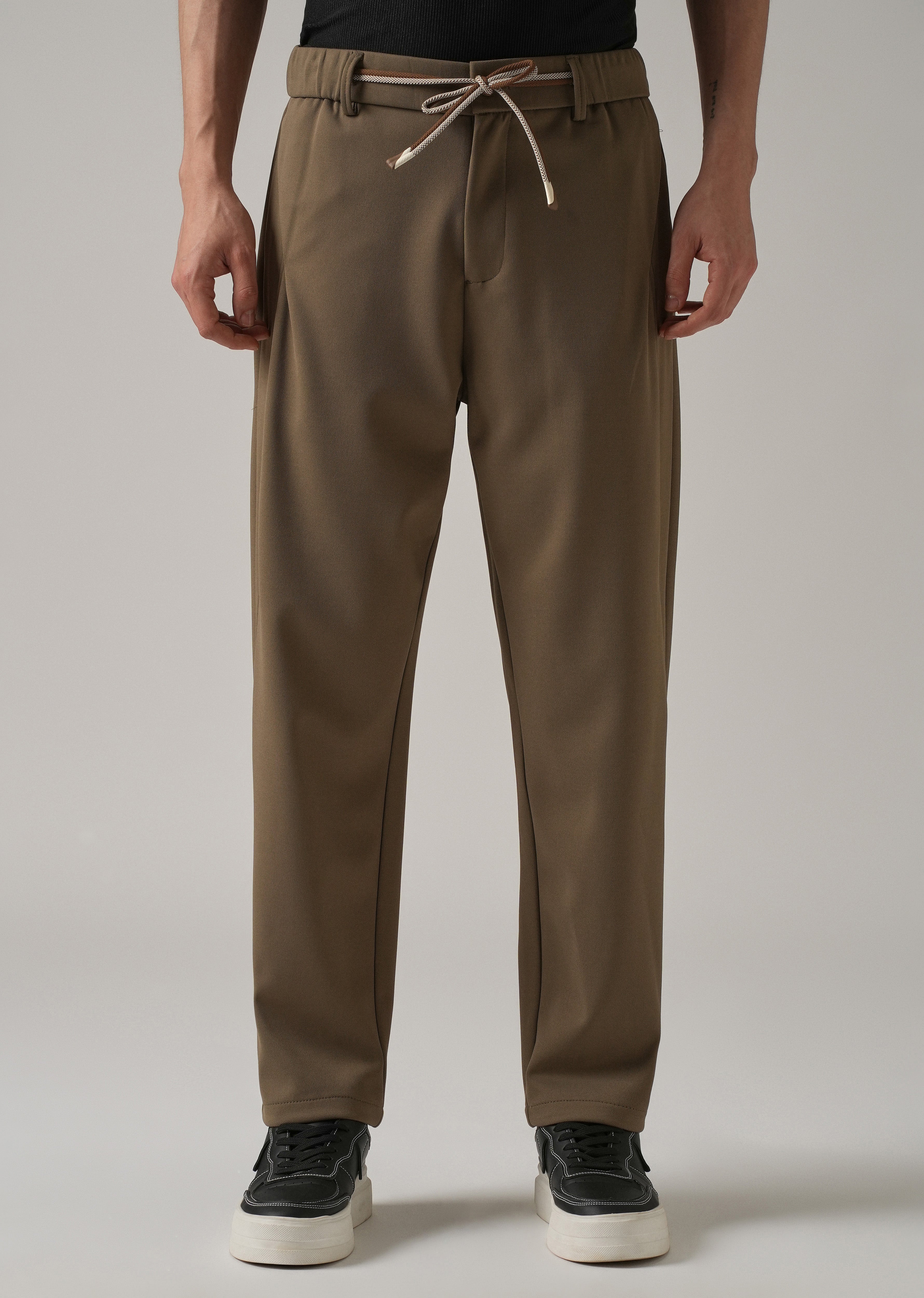 Olive Textured Stretch Pant