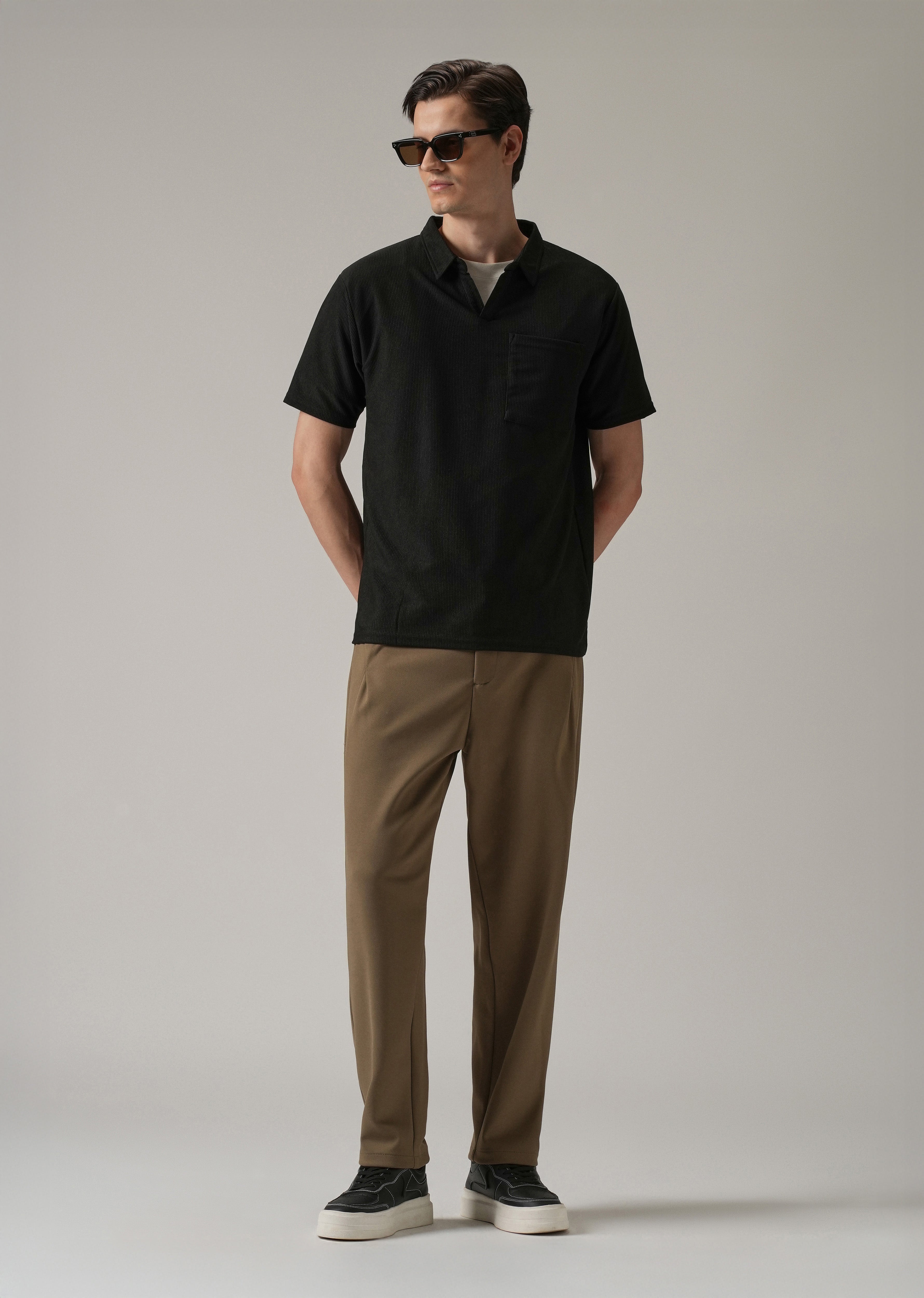 Olive Textured Stretch Pant