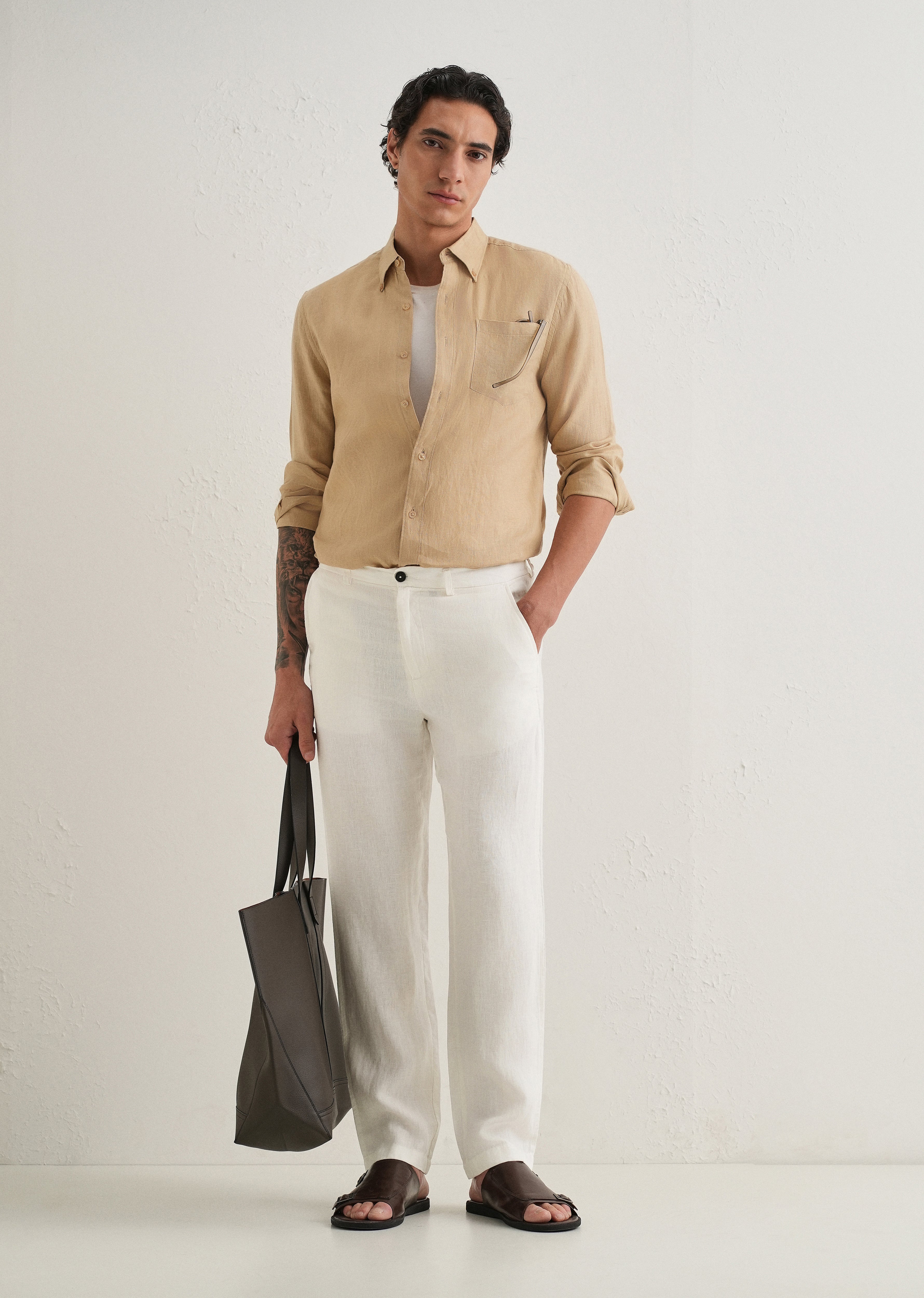 Opal White Linen Pant