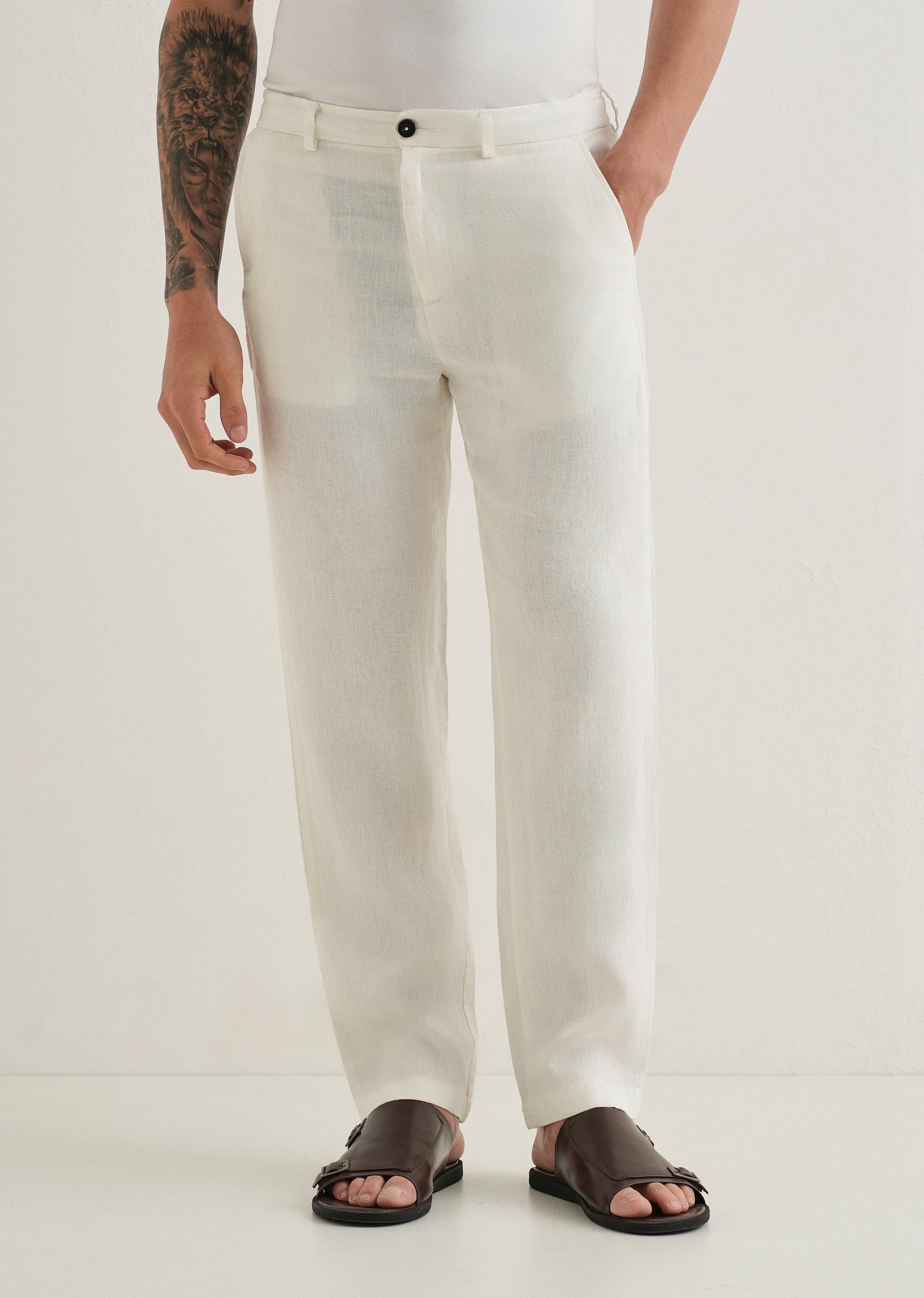 Opal White Linen Pant