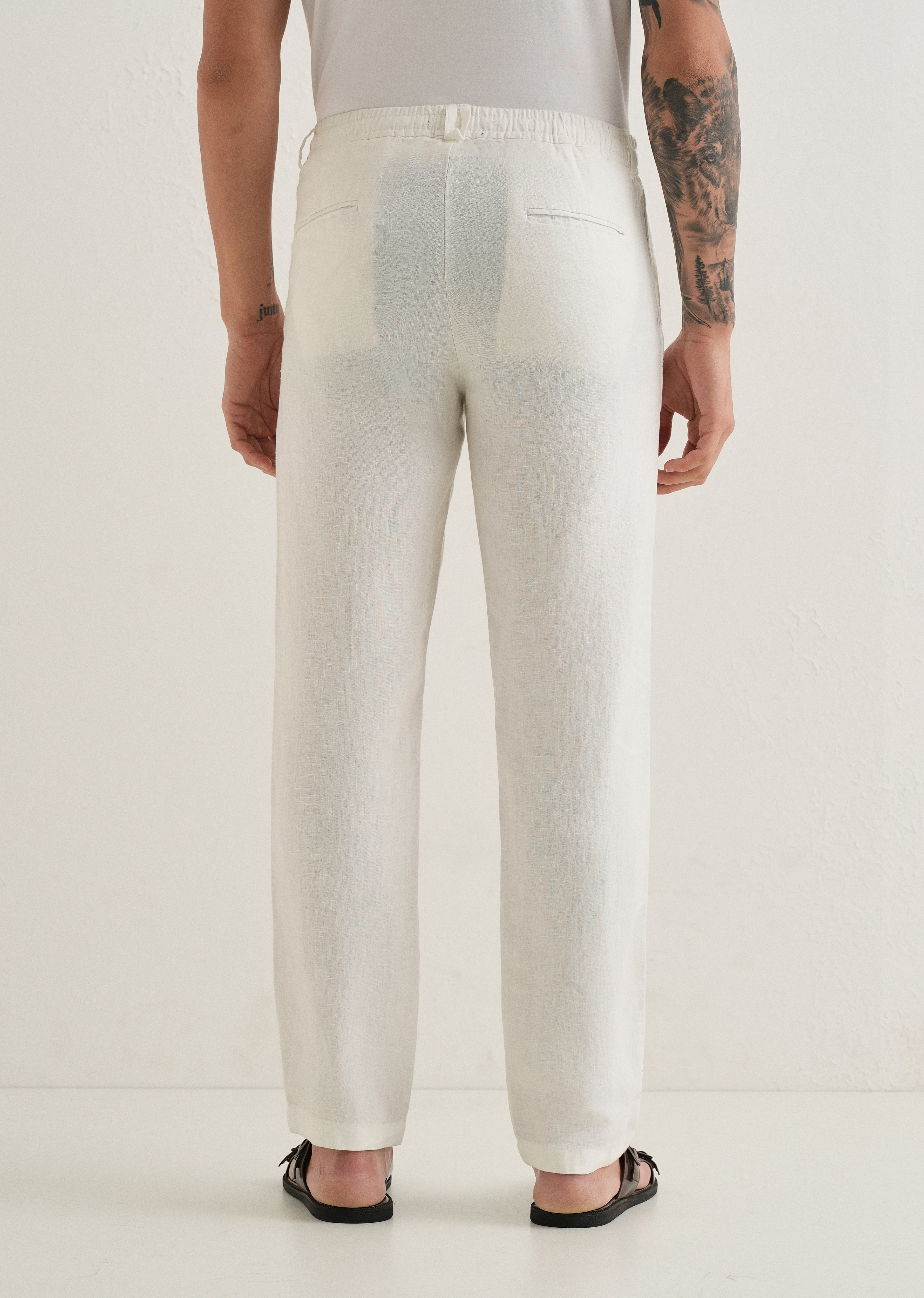 Opal White Linen Pant