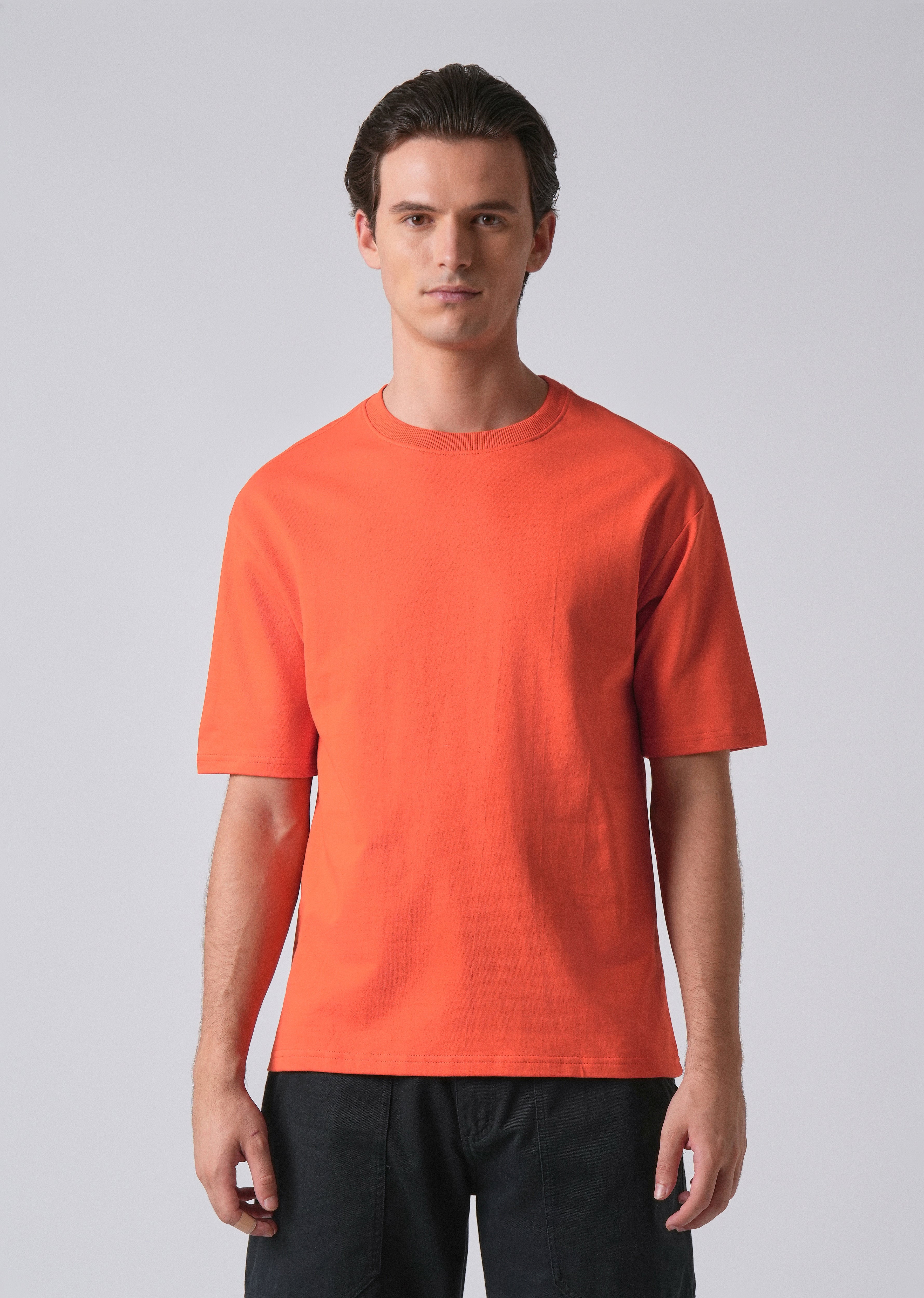 Orange Basic Relaxed Fit T-shirt
