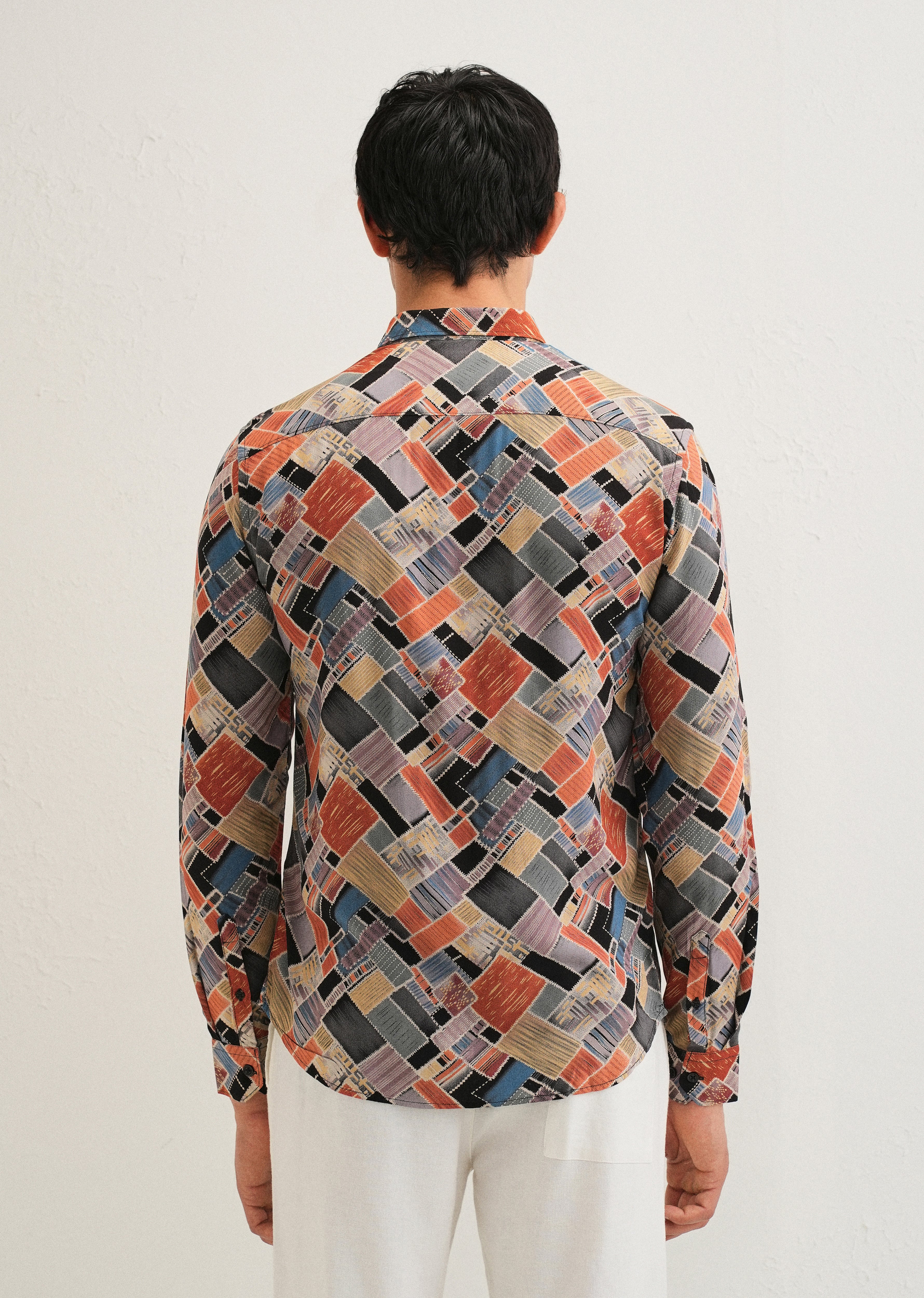 Orange Block Feather Shirt