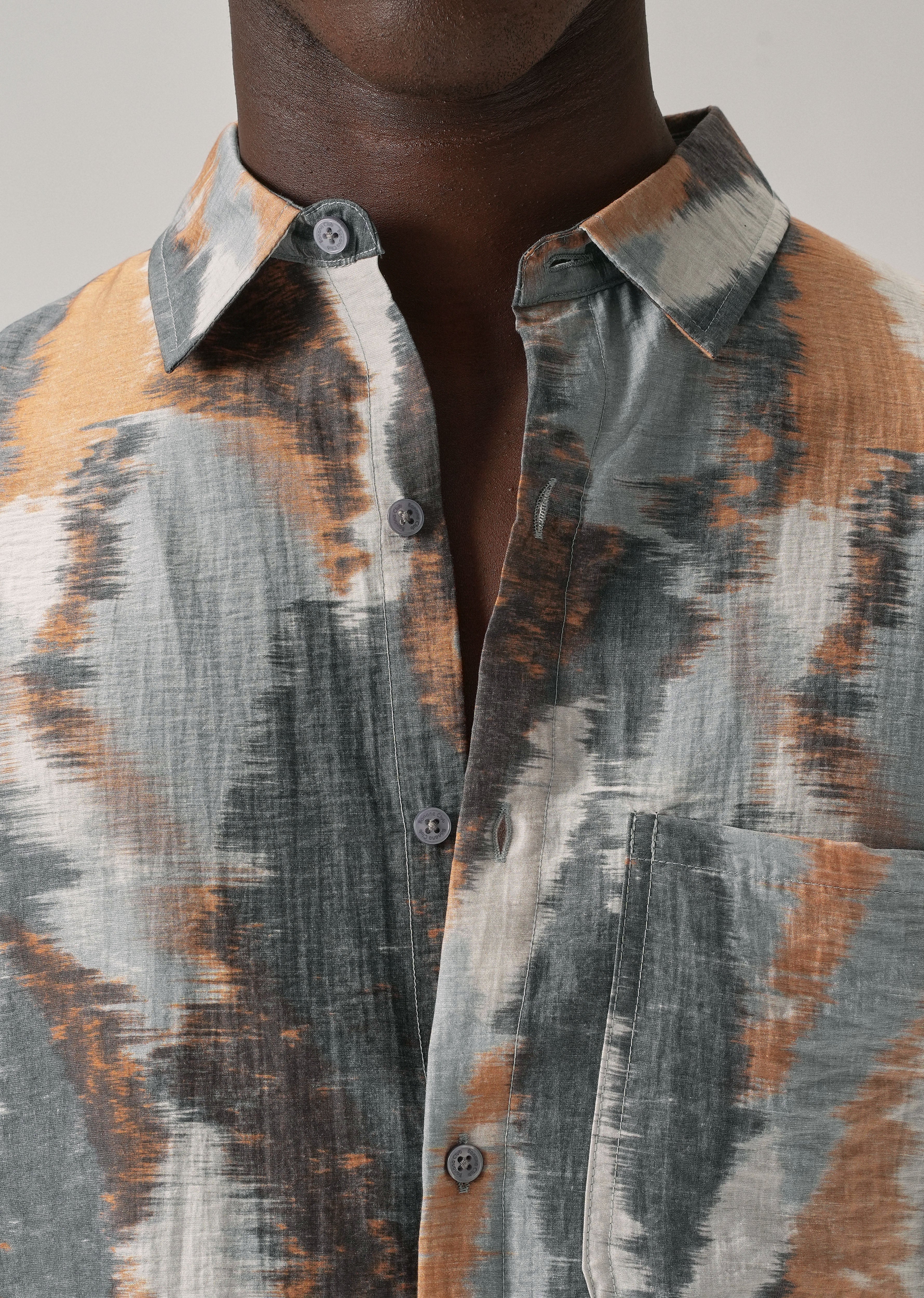Orange Boxy Fit Abstract Printed Shirt