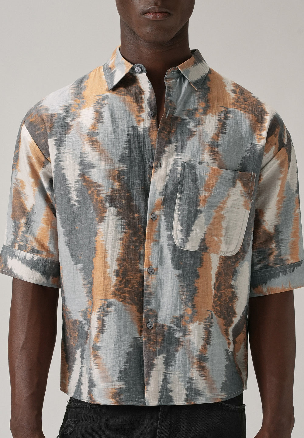 Orange Boxy Fit Abstract Printed Shirt