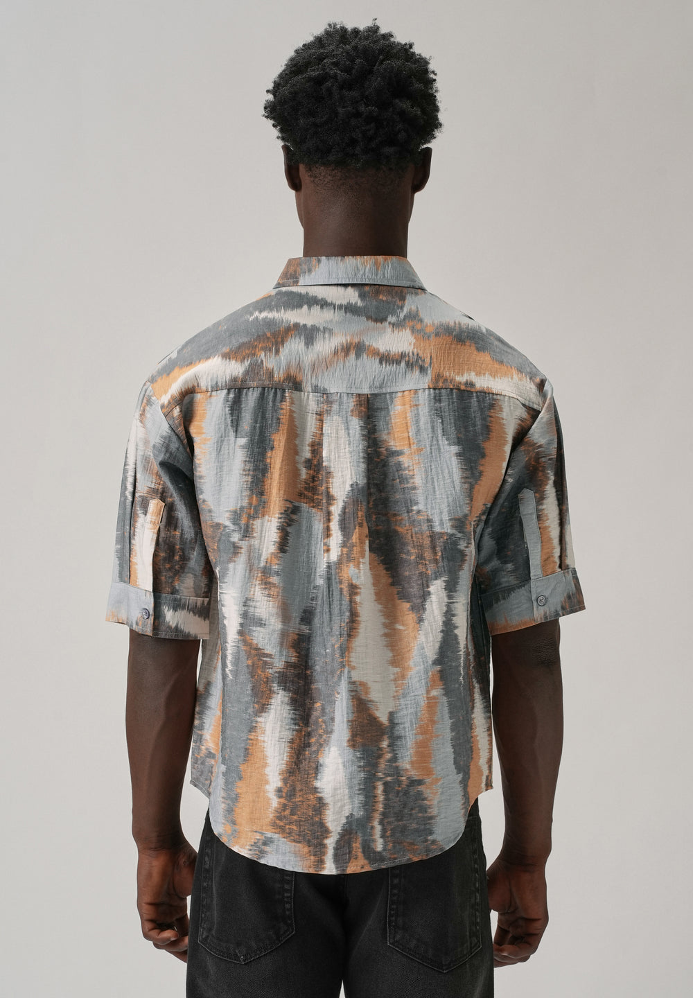 Orange Boxy Fit Abstract Printed Shirt