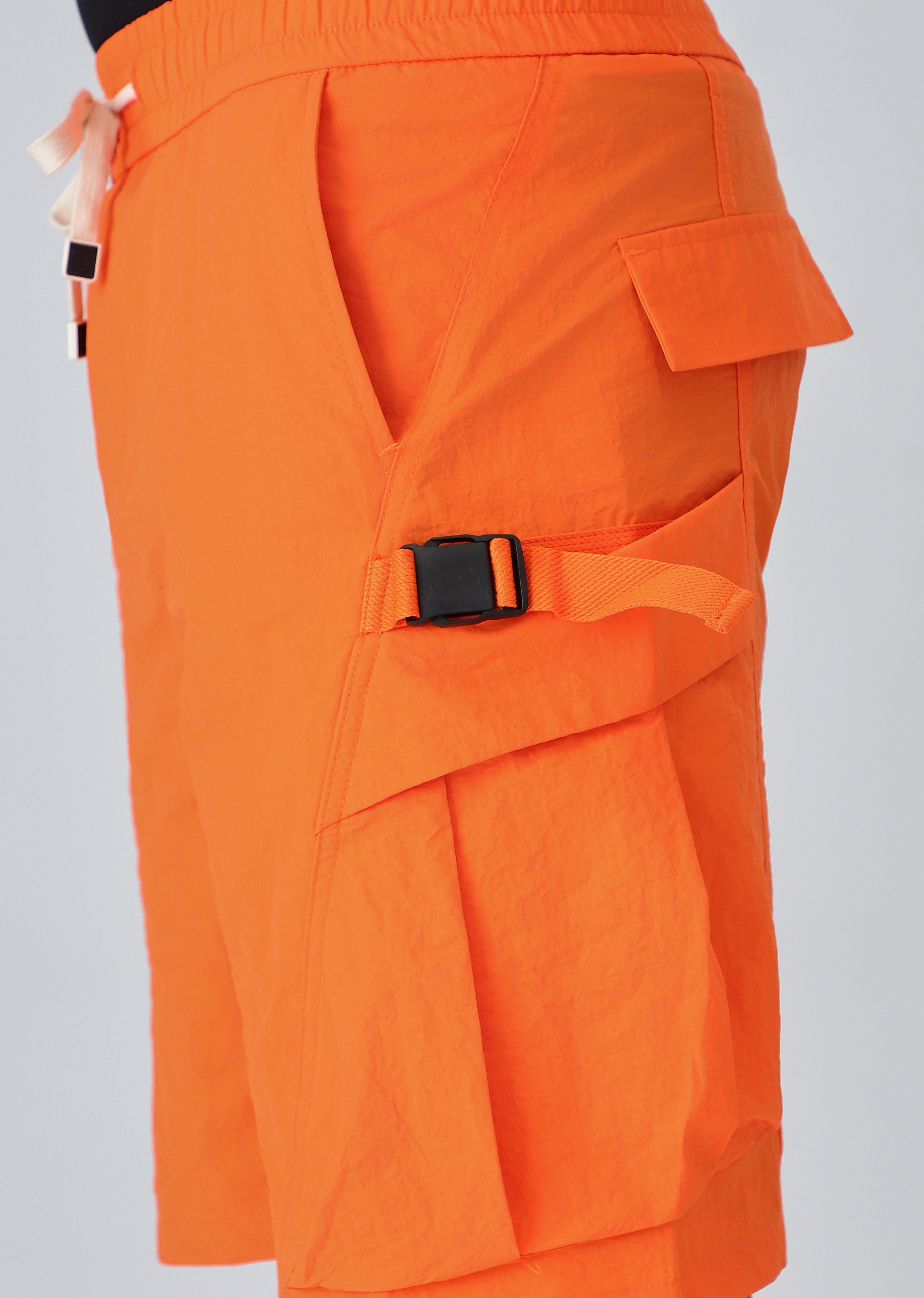 Orange Buckled Cargo Shorts