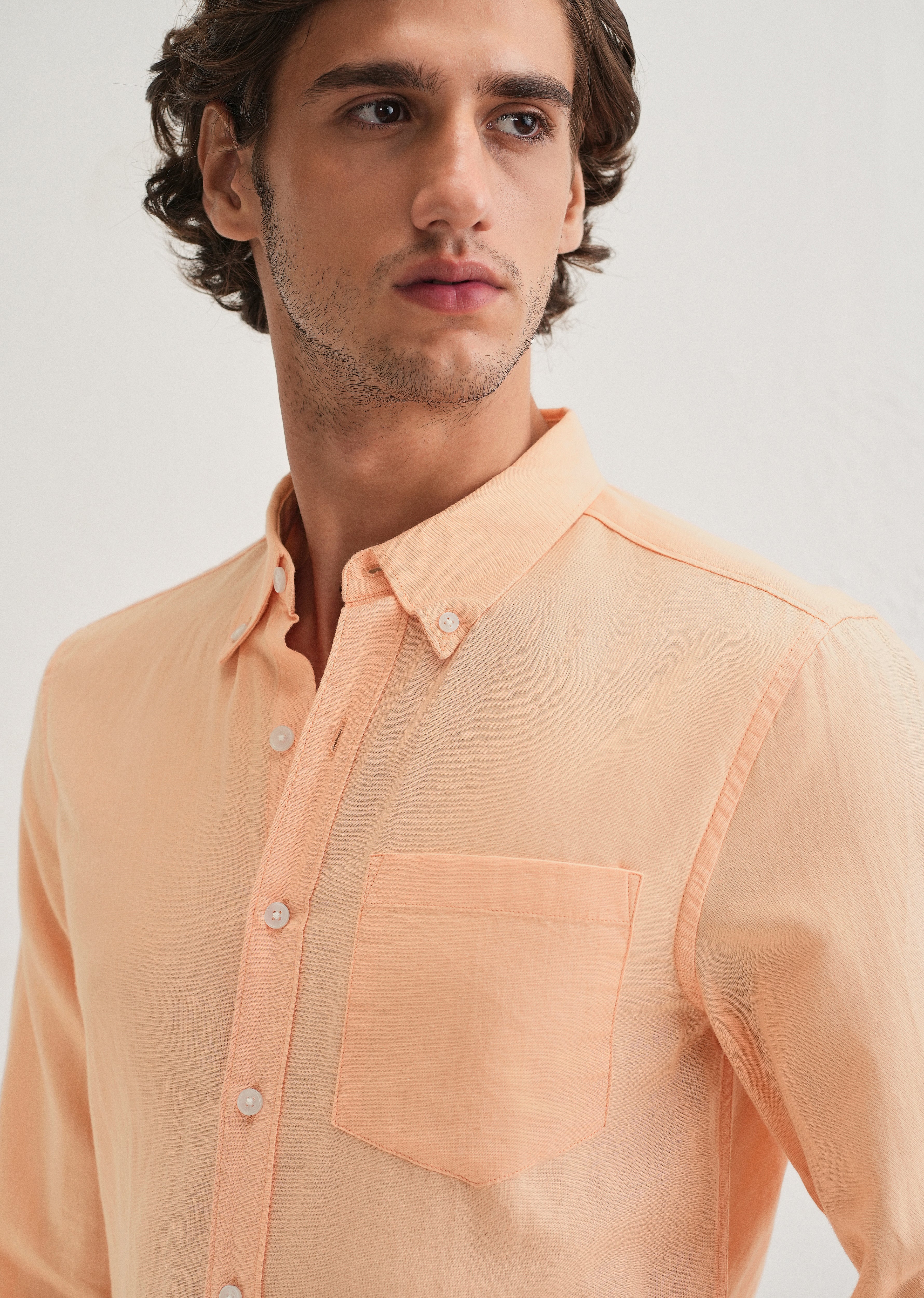 Orange Cotton Linen Shirt