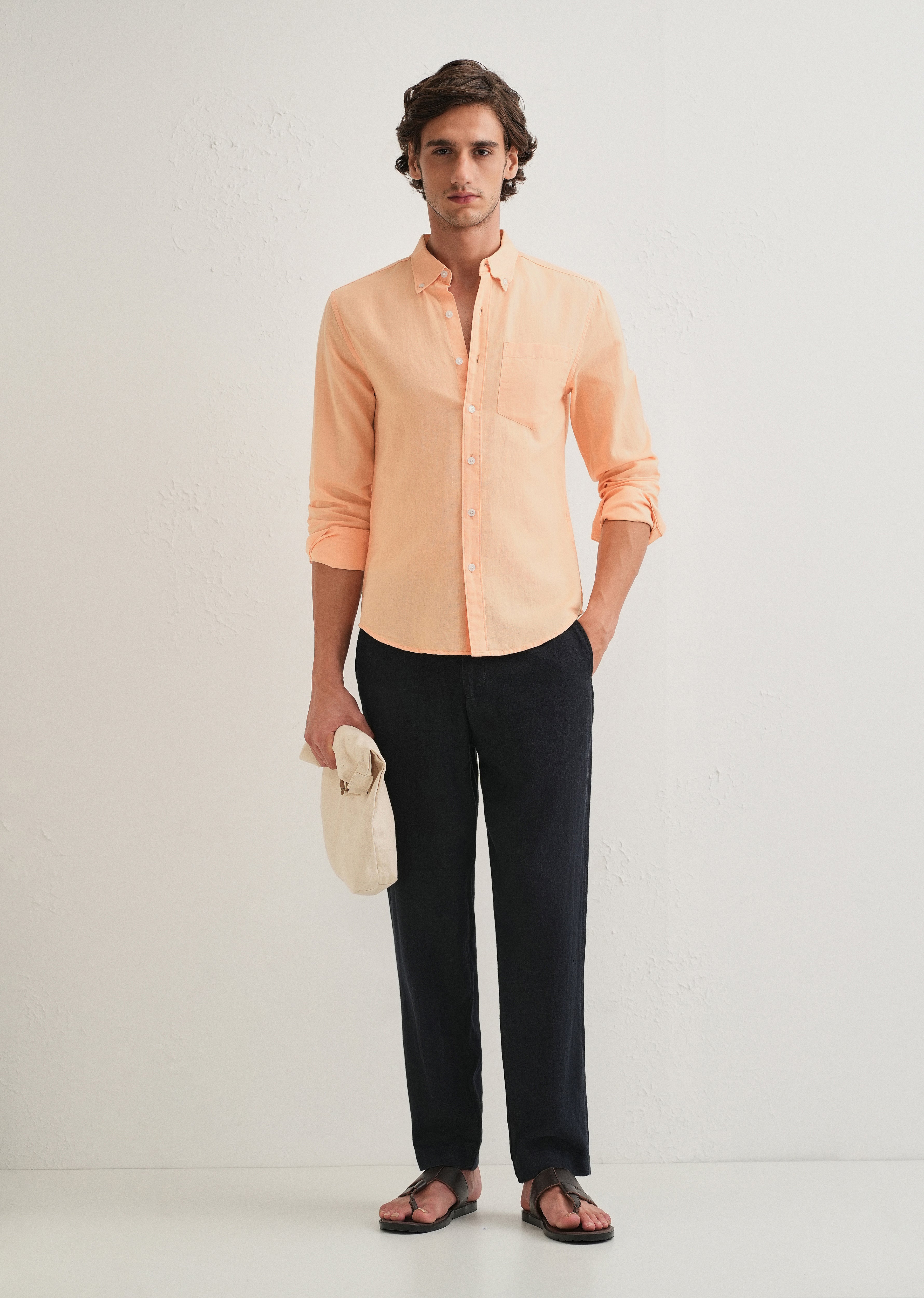 Orange Cotton Linen Shirt