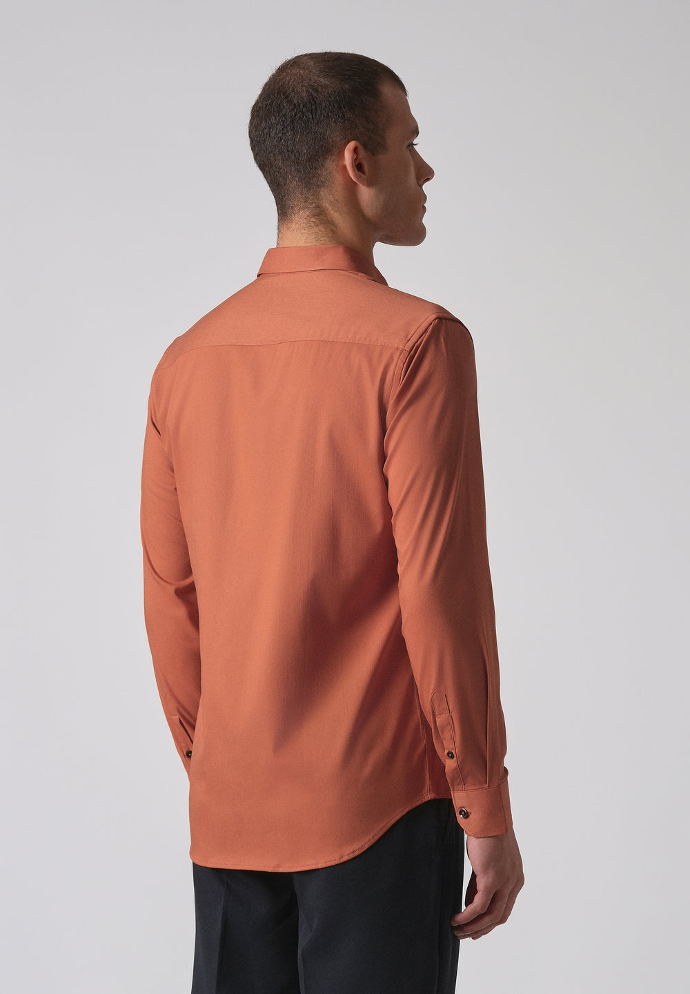 Orange Cotton Stretch Plain Shirt
