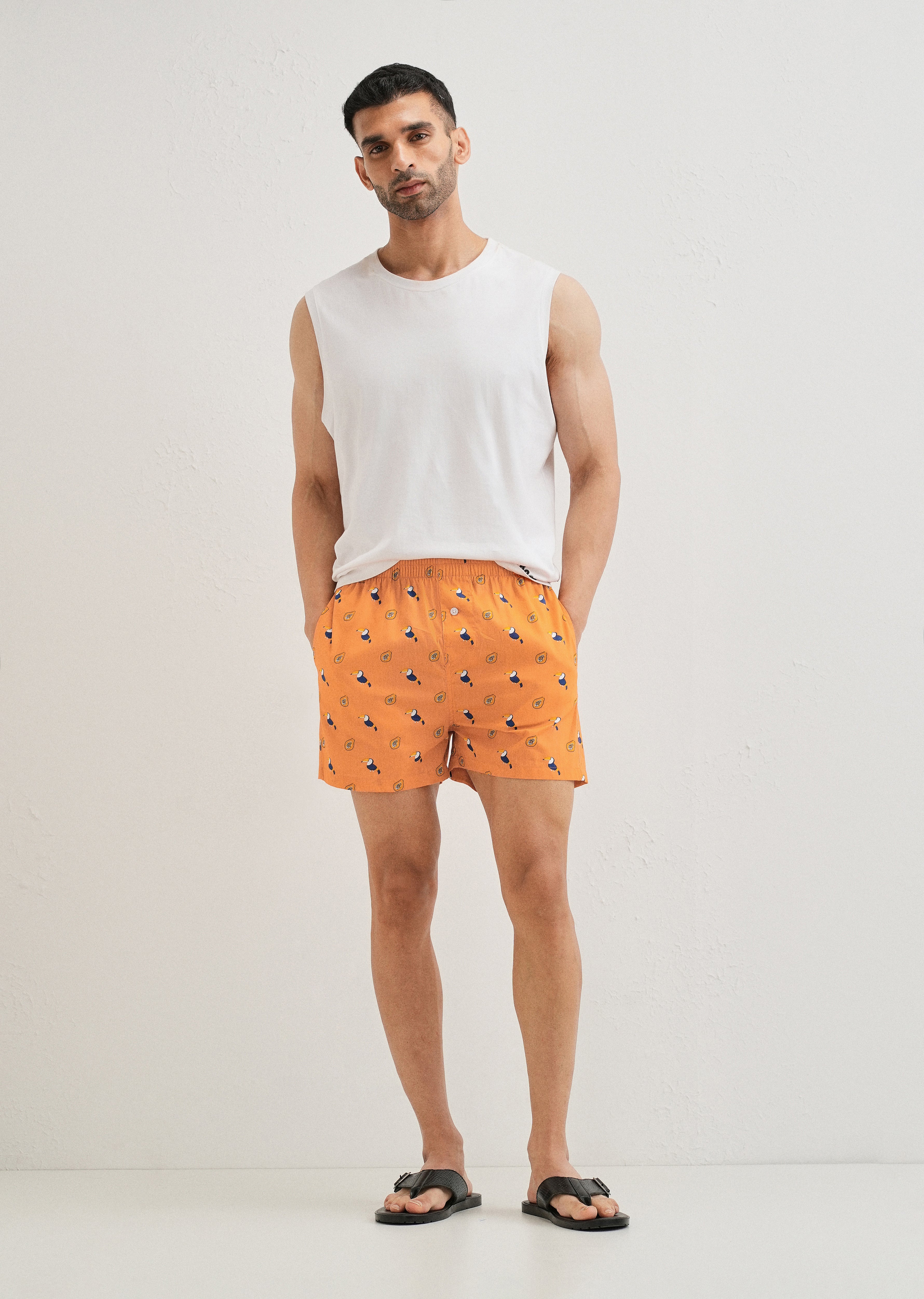 Orange Hornbill Printed Boxer