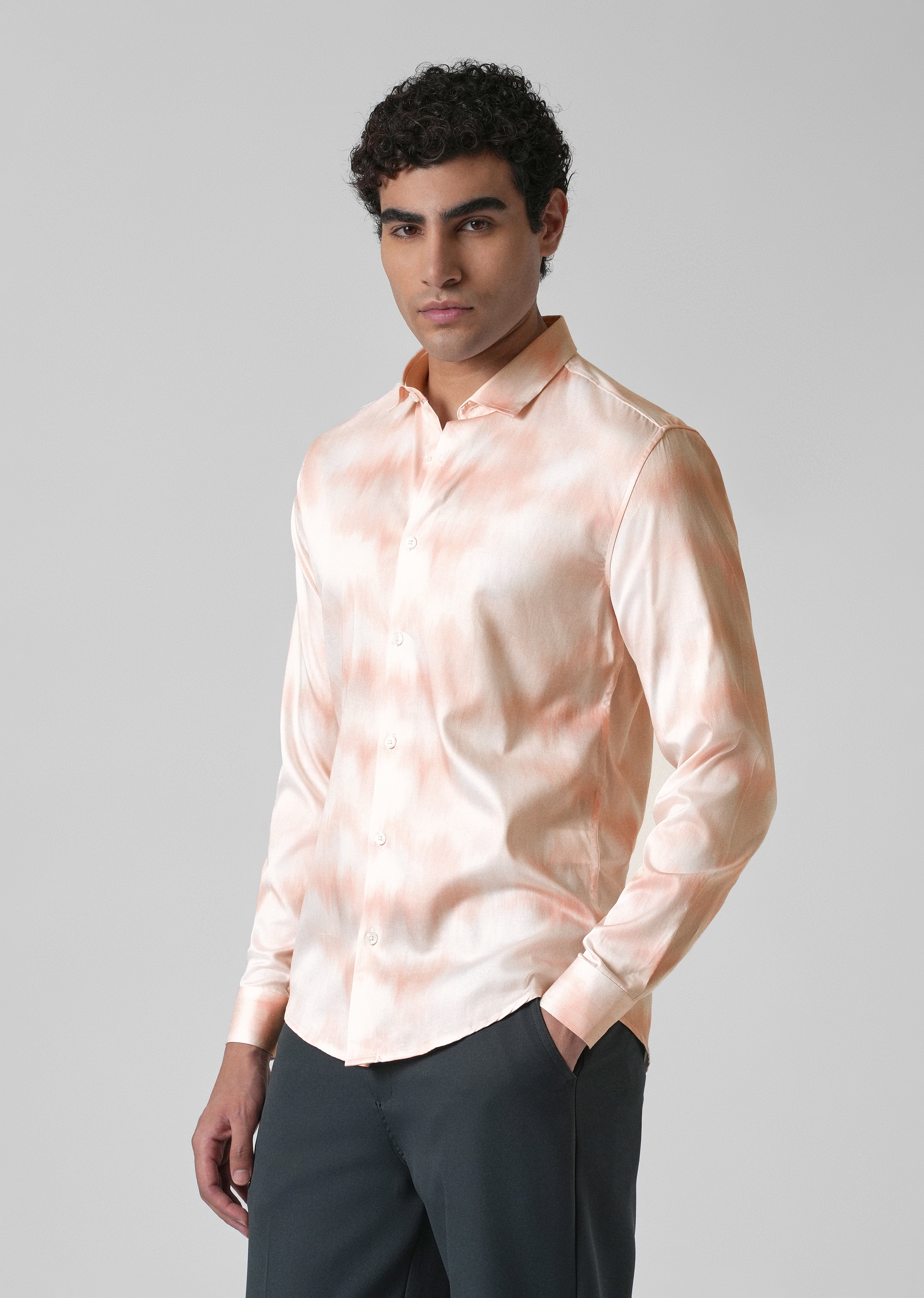 Orange Soft Hued Printed Shirt