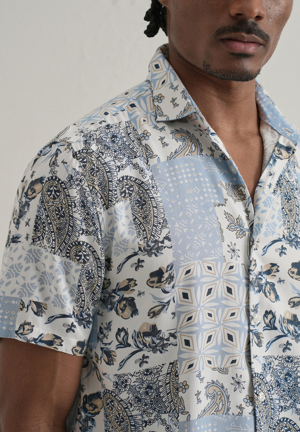 Paisley Blue Print Half Sleeve Shirt